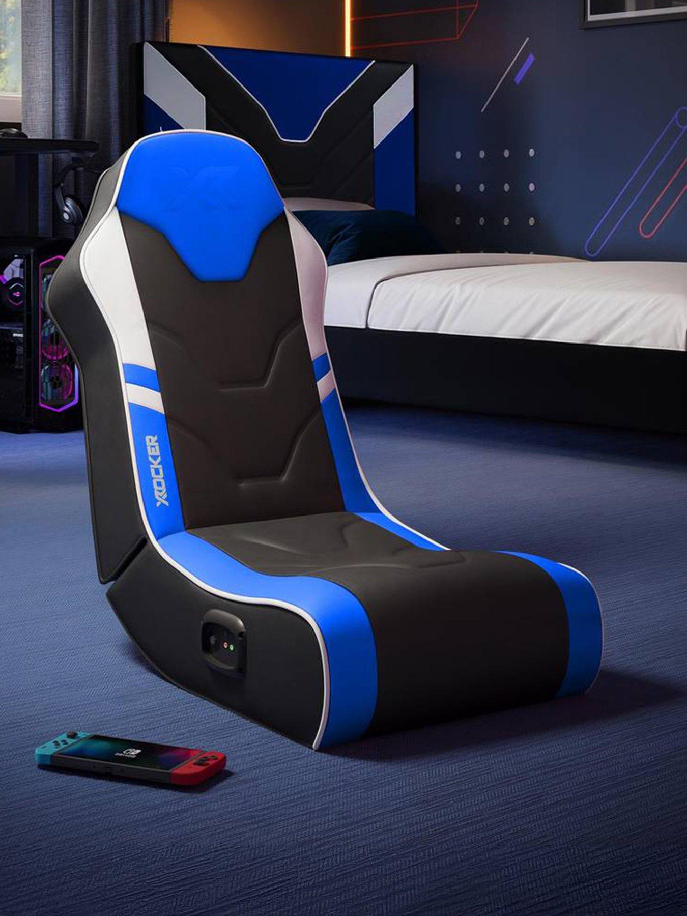 X Rocker Shadow 2.0 Audio Floor Rocker Gaming Chair for Kids - Blue / Black