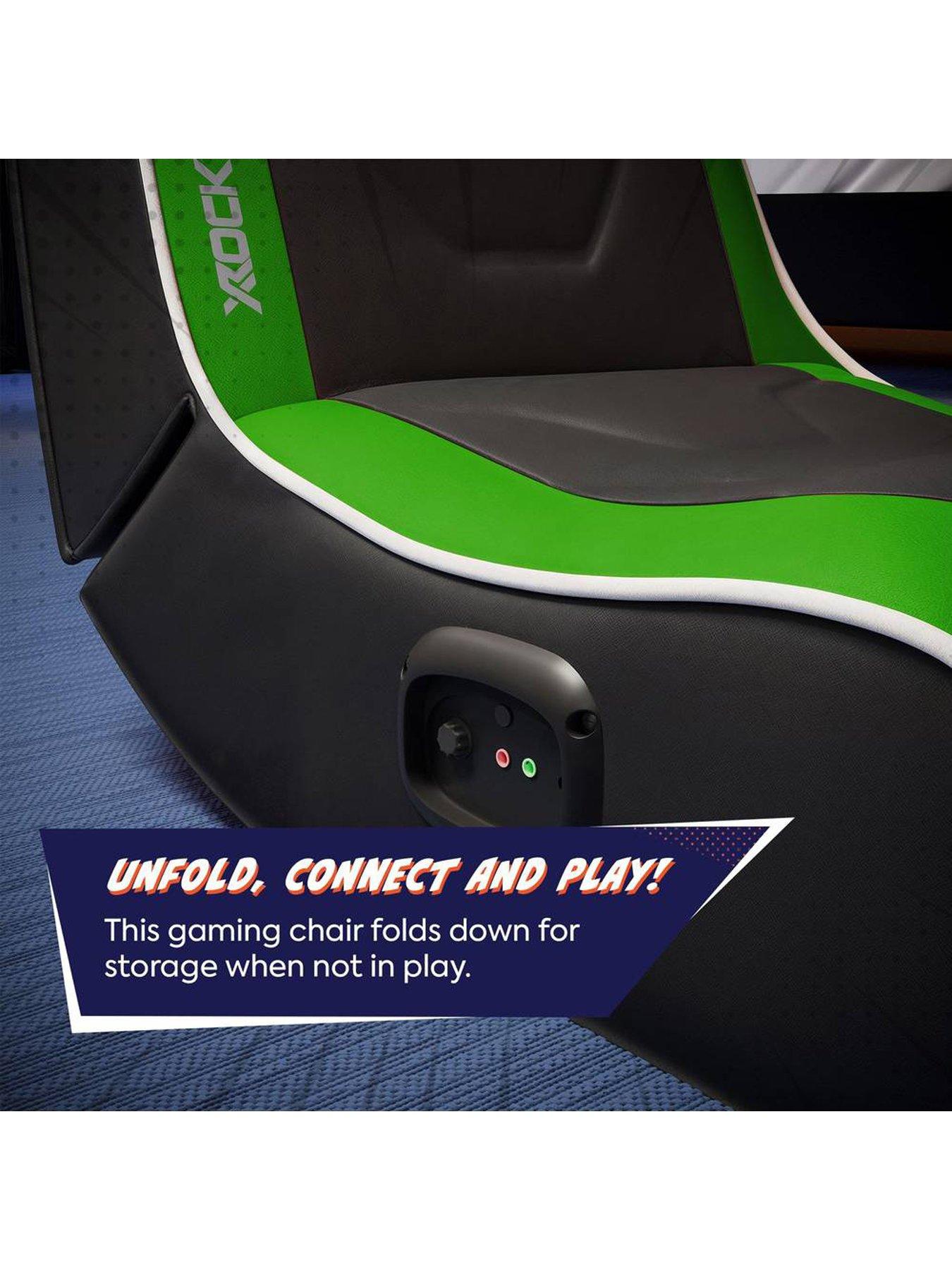  image of x-rocker-shadow-20-audio-floor-rocker-gaming-chair-for-kids-green-black