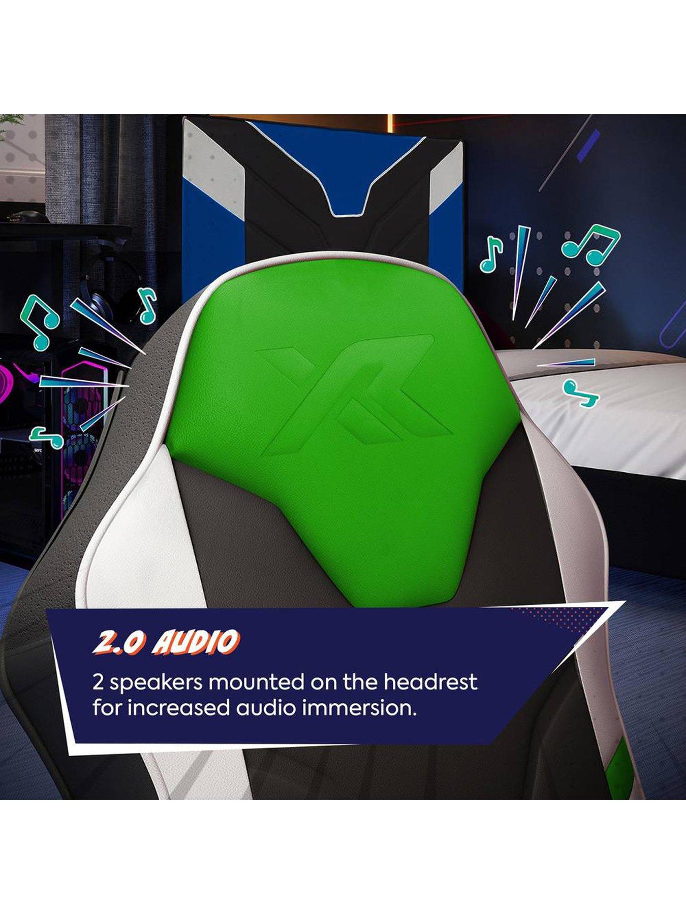  image of x-rocker-shadow-20-audio-floor-rocker-gaming-chair-for-kids-green-black
