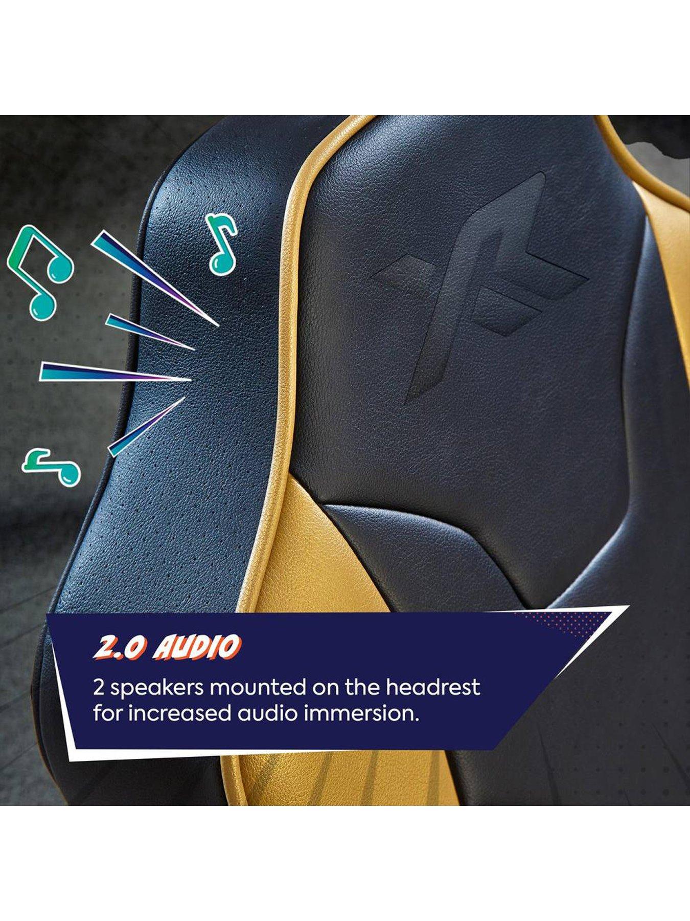  image of x-rocker-shadow-20-audio-floor-rocker-gaming-chair-for-kids-gold-black