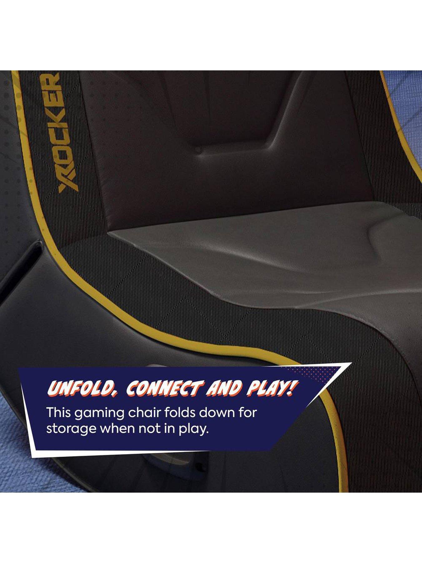  image of x-rocker-shadow-20-audio-floor-rocker-gaming-chair-for-kids-gold-black