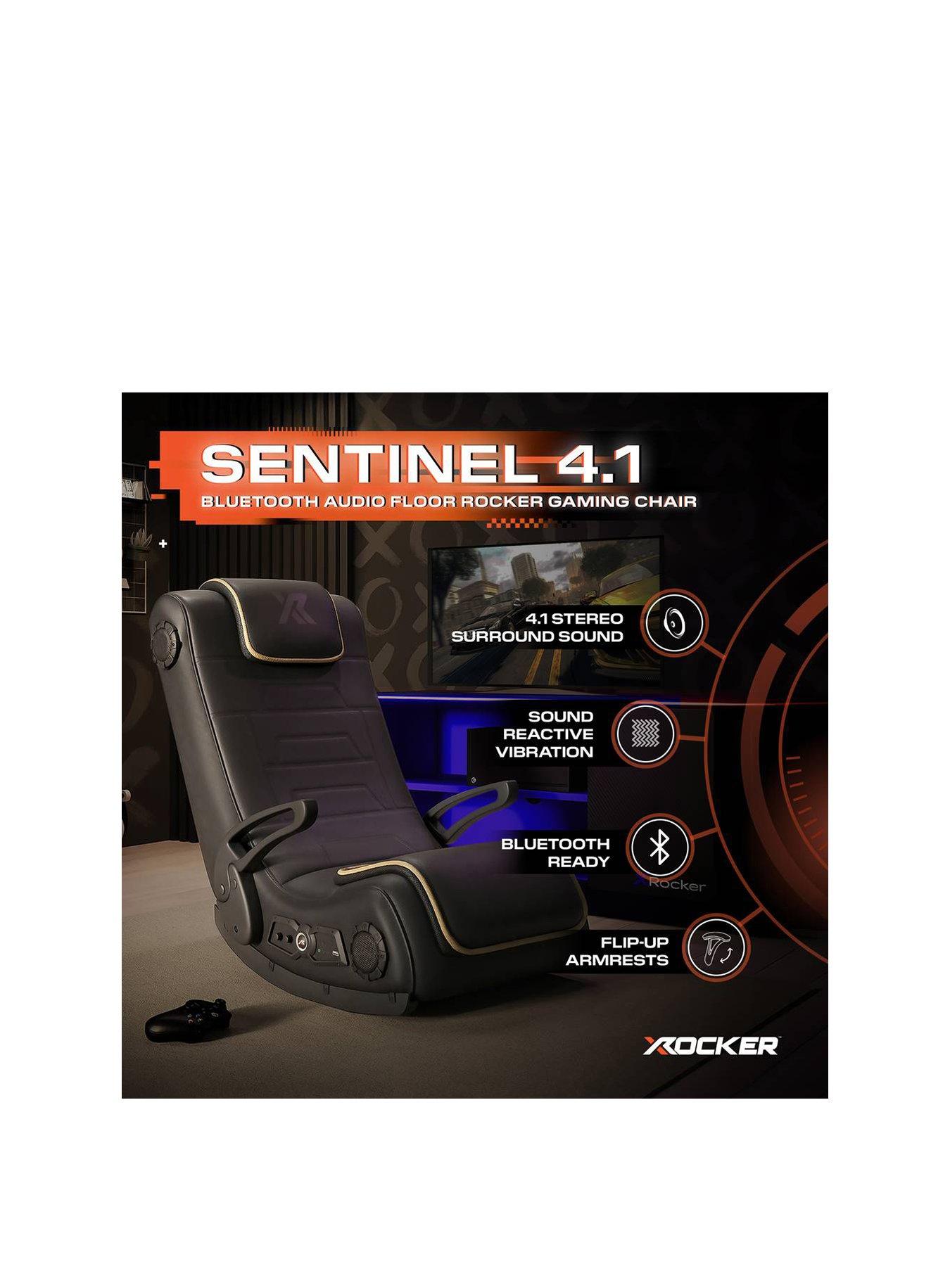  image of x-rocker-sentinel-41-bluetooth-audio-floor-rocker-gaming-chair-black-gold