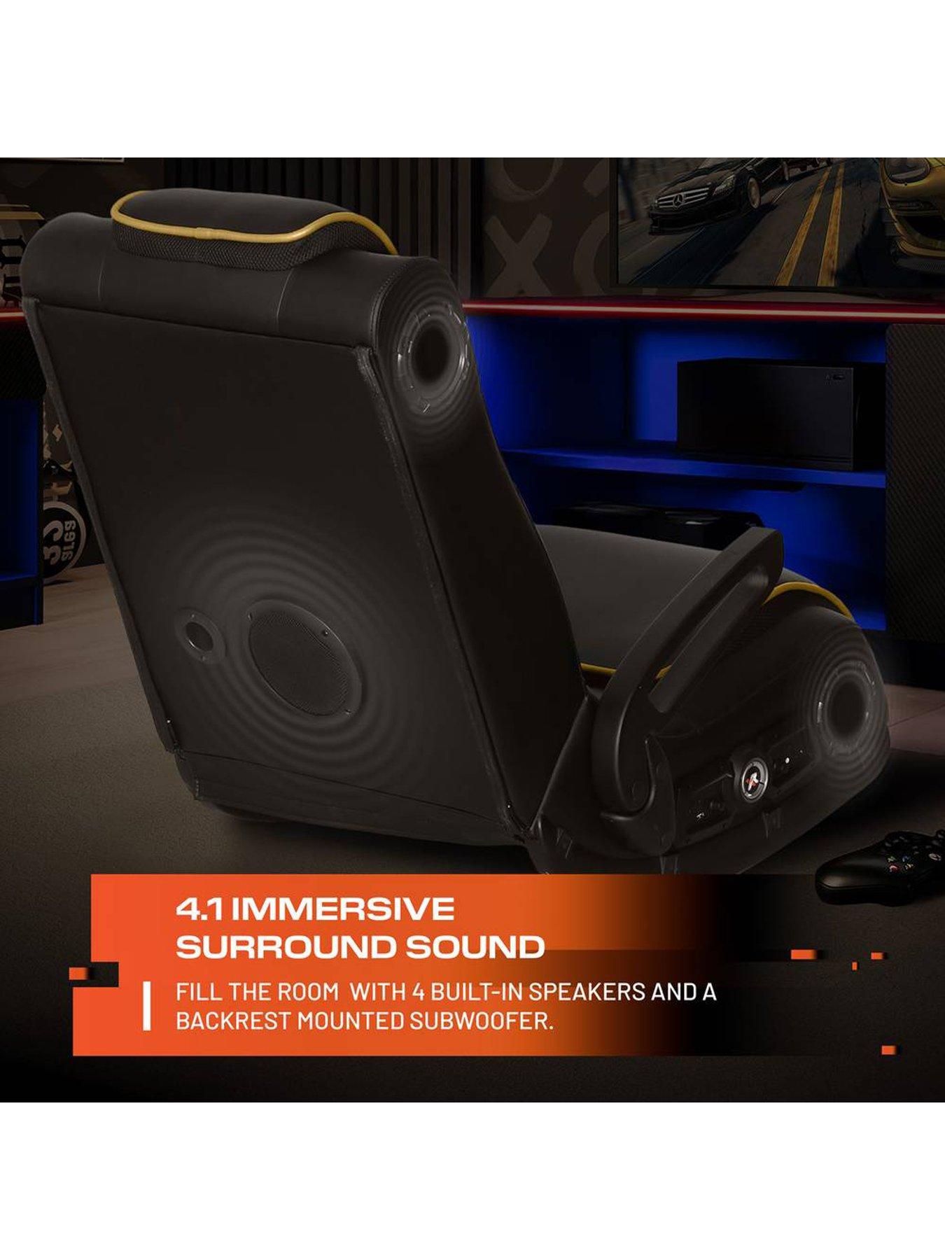  image of x-rocker-sentinel-41-bluetooth-audio-floor-rocker-gaming-chair-black-gold