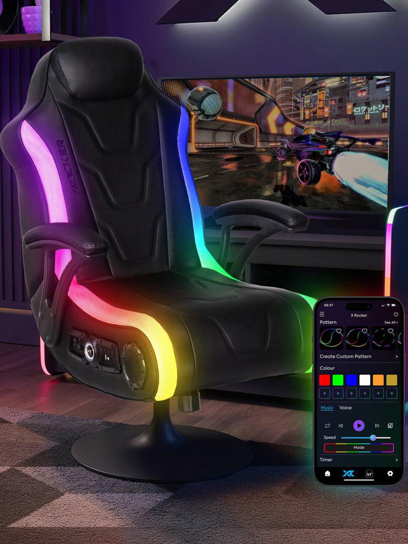 X Rocker Monsoon 4.1 Audio LED Console Gaming Chair with App-Controlled LED - Black