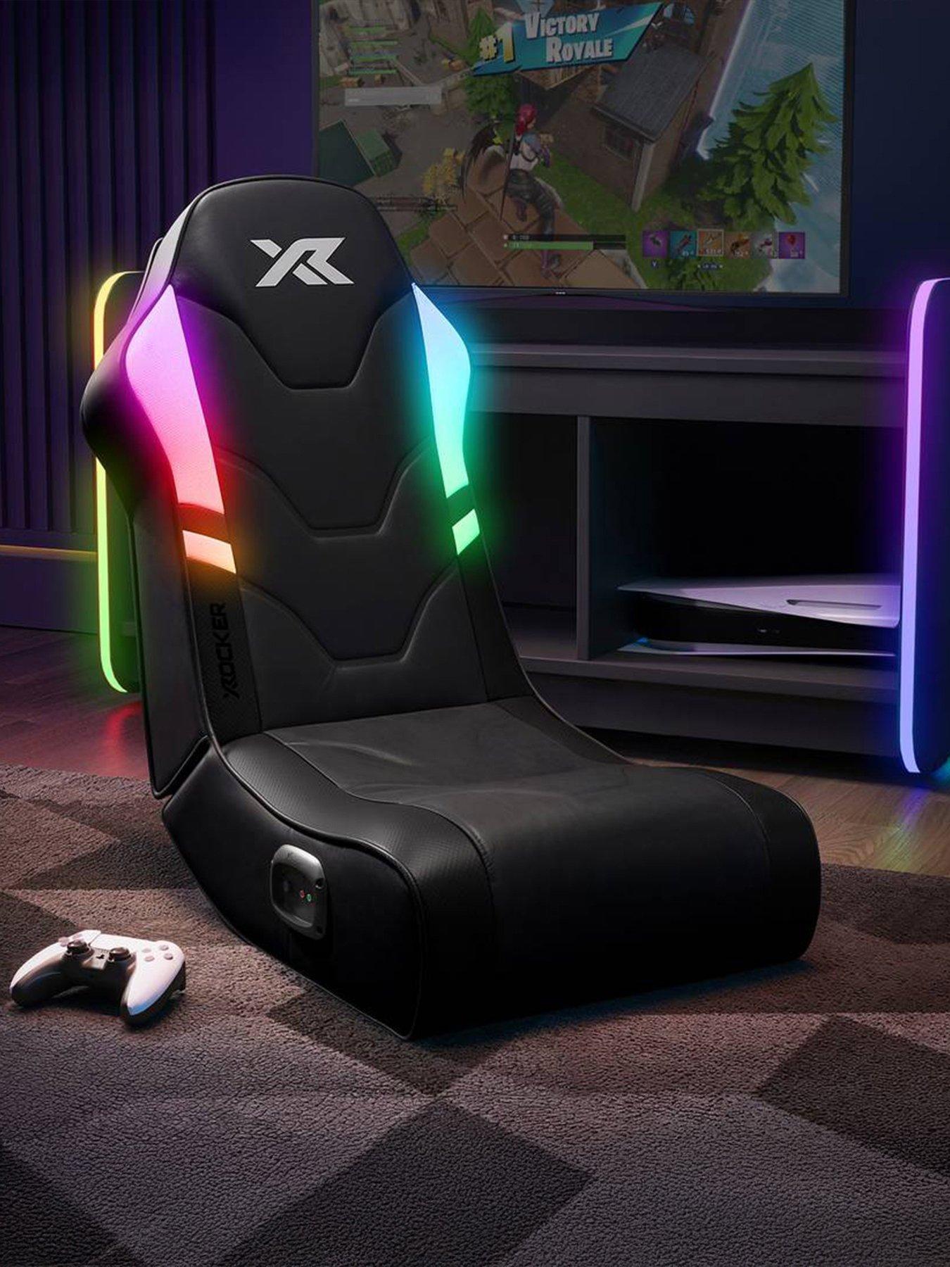 X Rocker Shadow RGB 2.0 Audio Floor Rocker Gaming Chair with App Controlled LEDs - Black