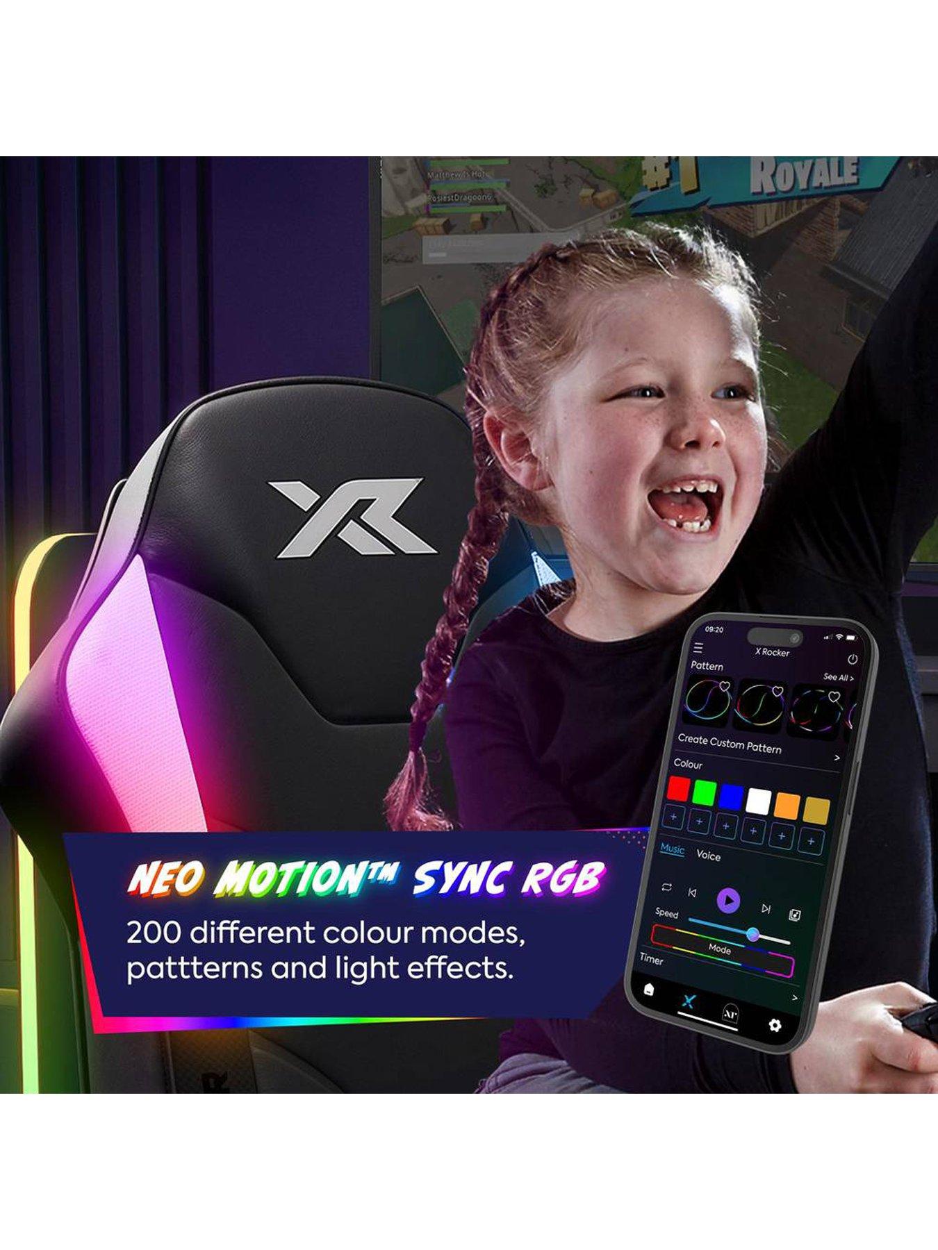 Image 4 of 7 of X Rocker X Rocker Shadow RGB 2.0 Audio Floor Rocker Gaming Chair with App Control - Black