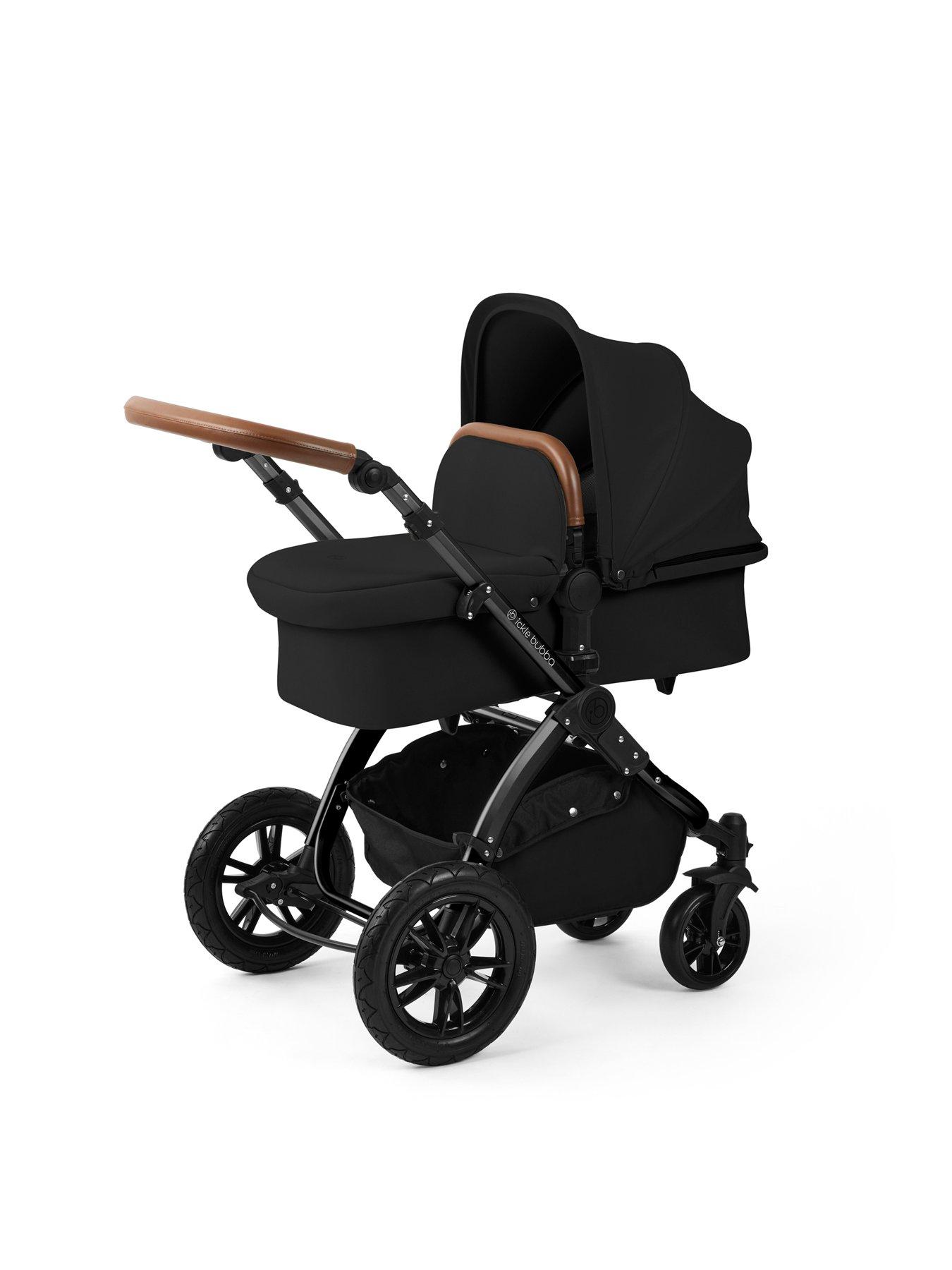 Image 2 of 7 of Ickle Bubba Stomp Luxe 12 Piece Travel System with i-Size Nimbus Car Seat & Spin ISOFIX Base - Black / Midnight / Tan