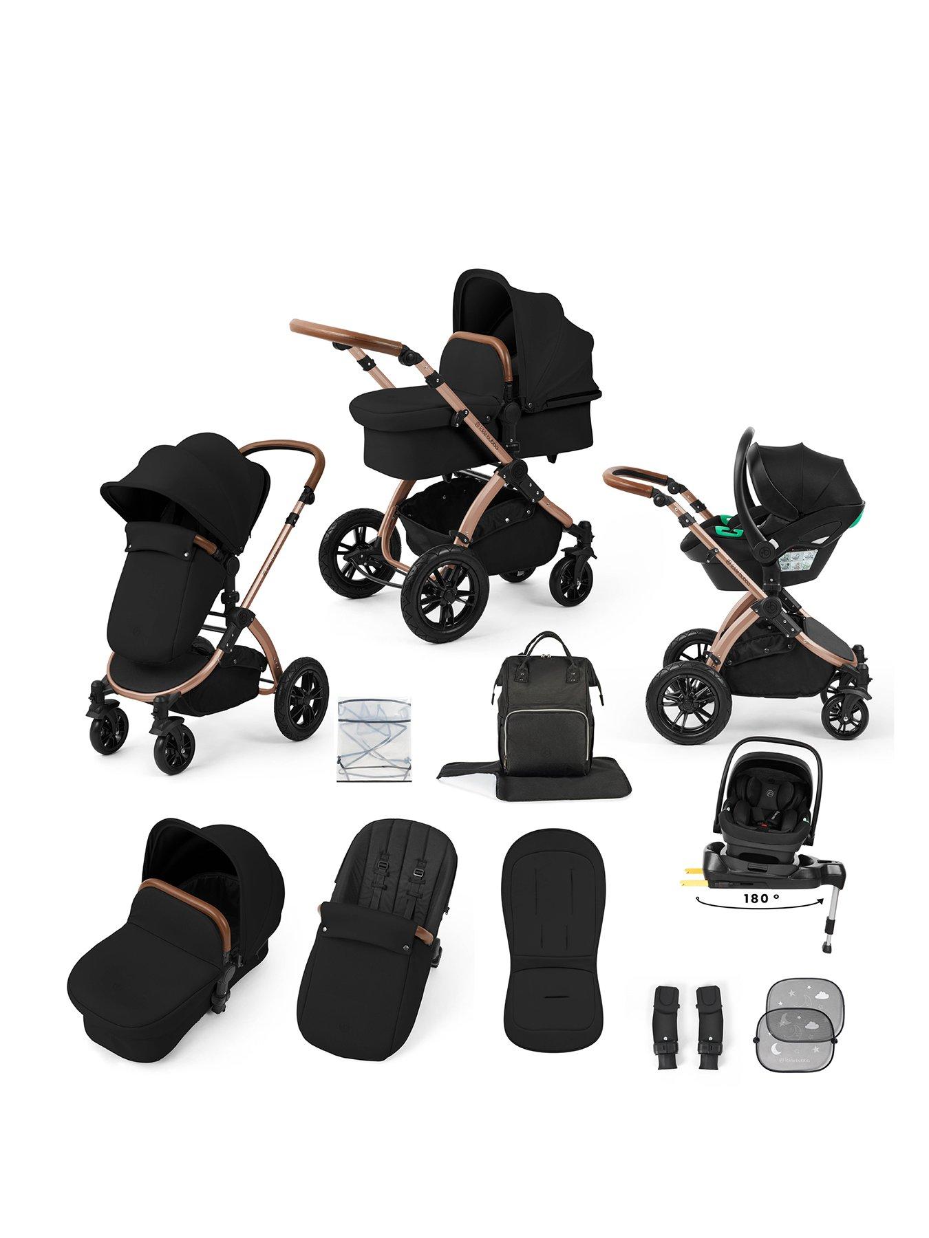 Ickle Bubba Stomp Luxe 12 Piece Travel System with i-Size Nimbus Car Seat & Spin ISOFIX Base - Bronze / Midnight  / Tan