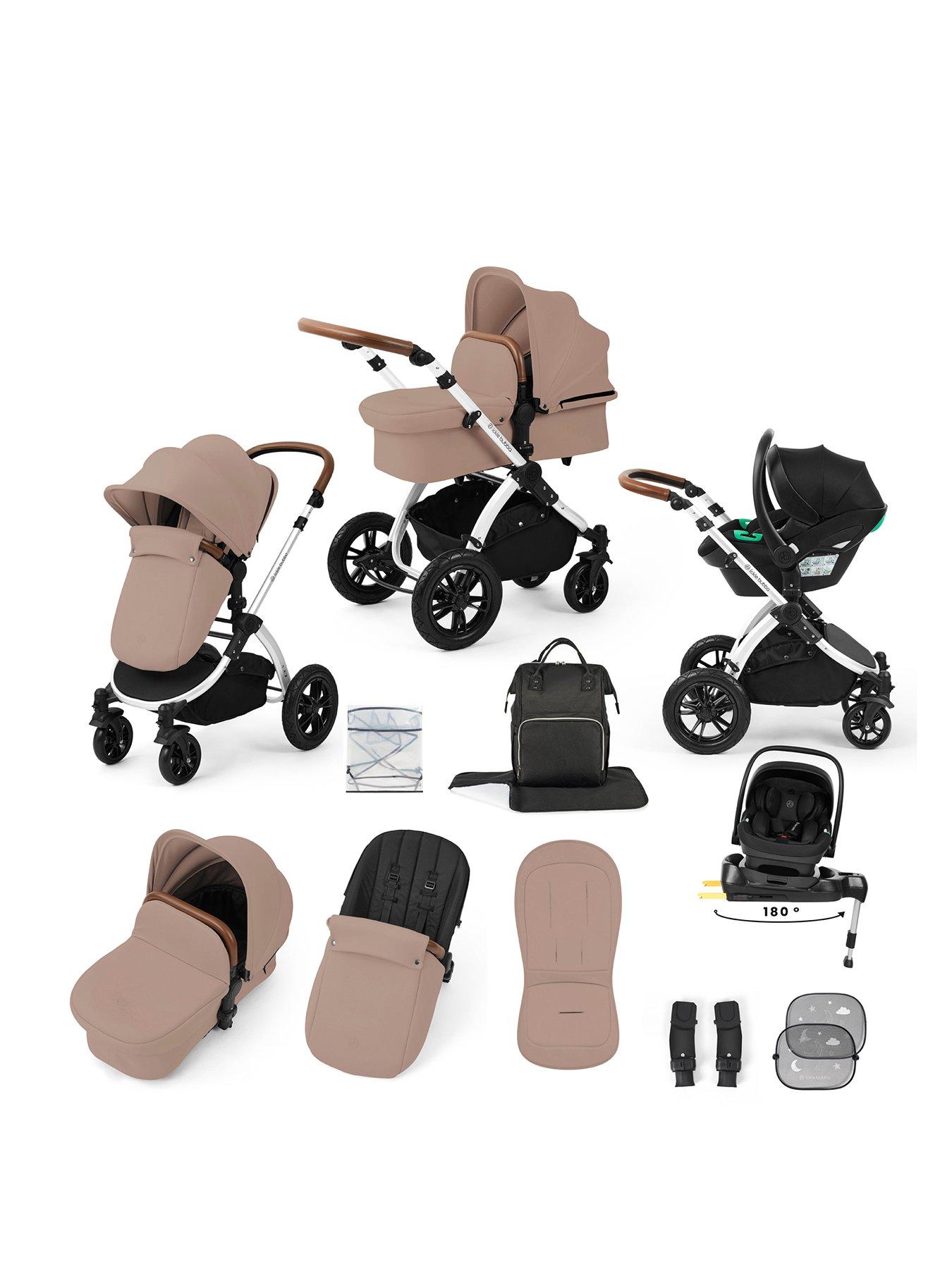 Ickle Bubba Stomp Luxe 12 Piece Travel System with i-Size Nimbus Car Seat & Spin ISOFIX Base - Silver / Desert / Tan
