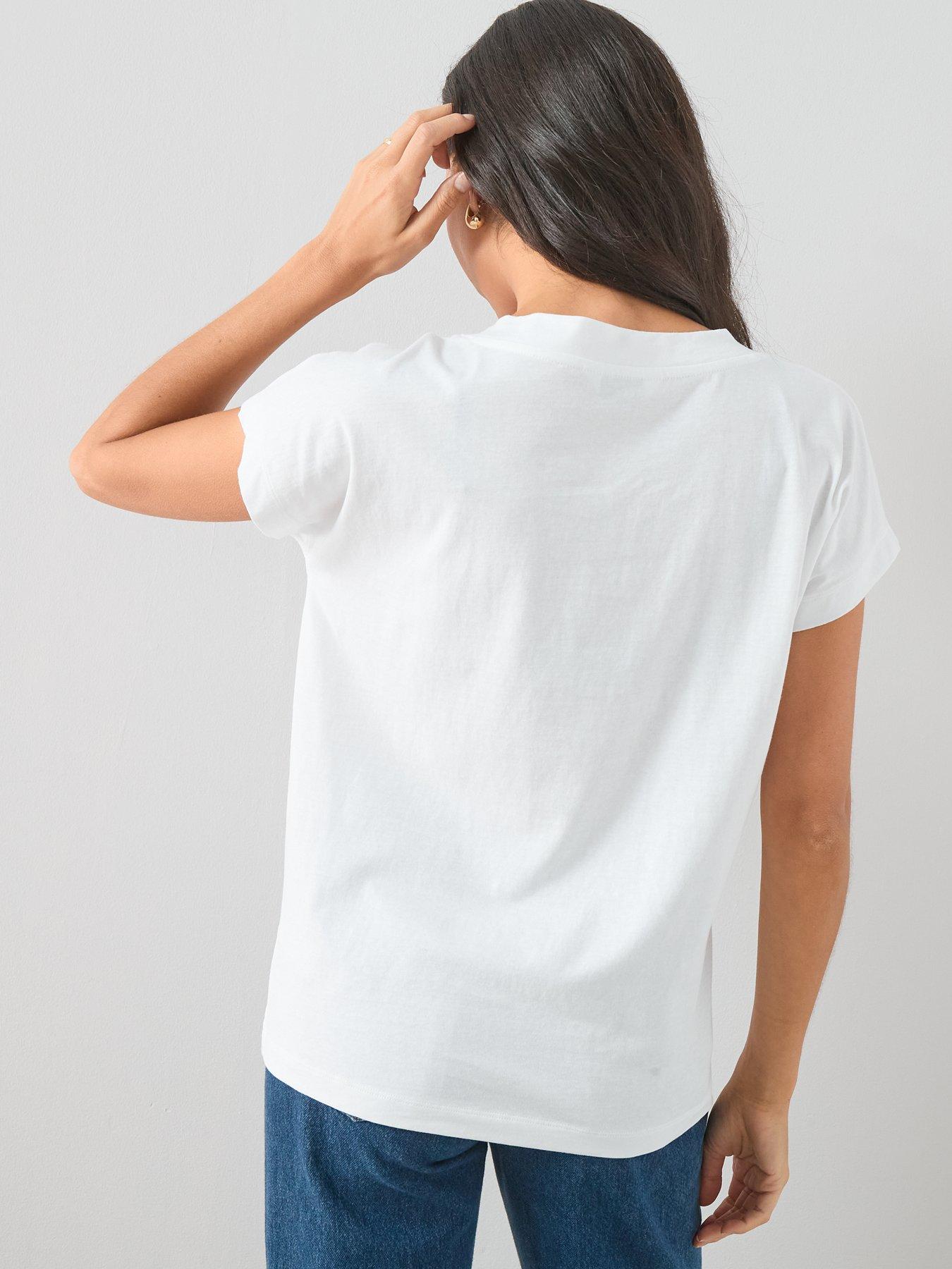 Image 3 of 7 of The Very Collection Womens 2 Pack V-Neck Cotton T-Shirts - Black/White