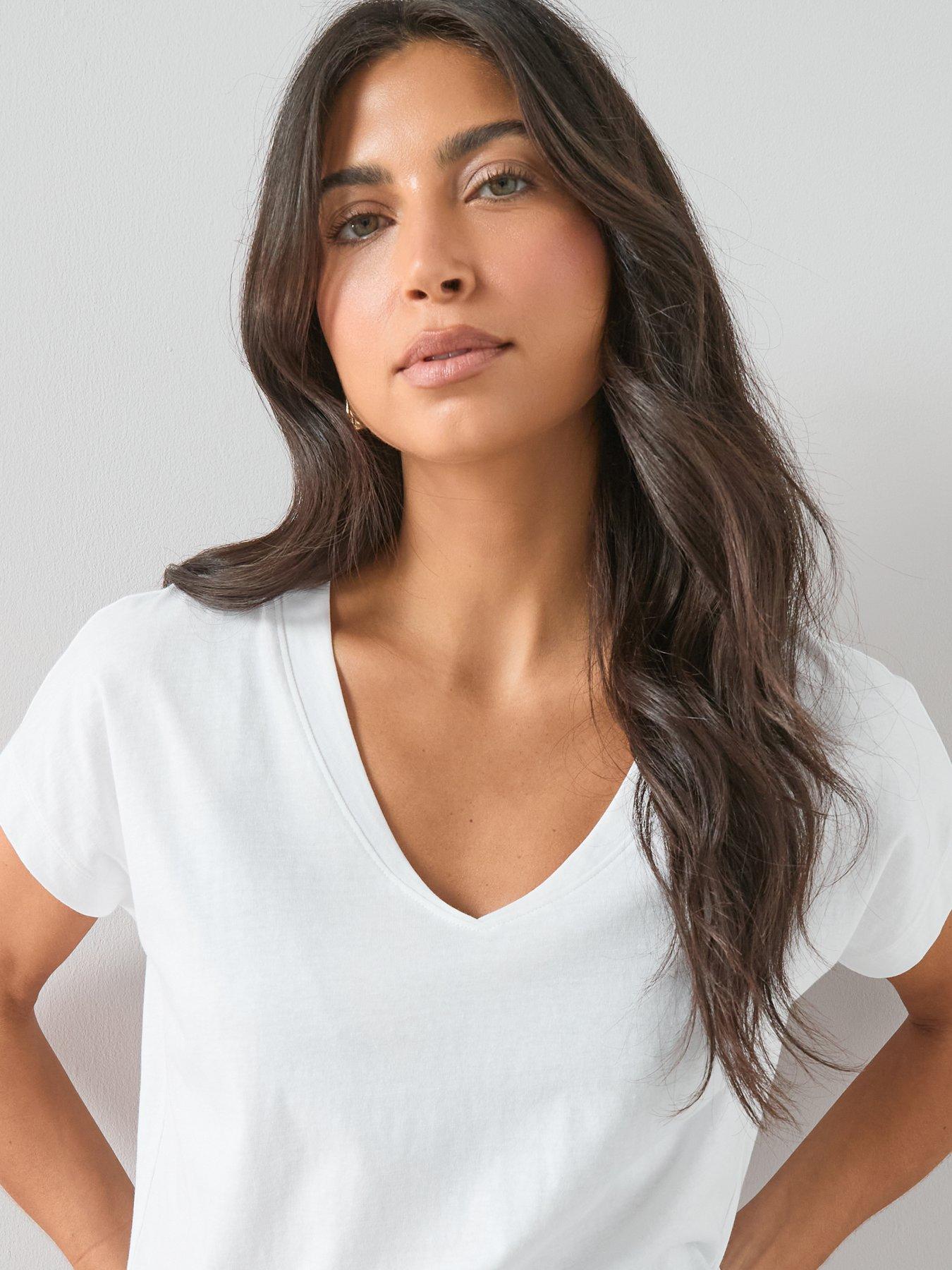 Image 6 of 7 of The Very Collection Womens 2 Pack V-Neck Cotton T-Shirts - Black/White