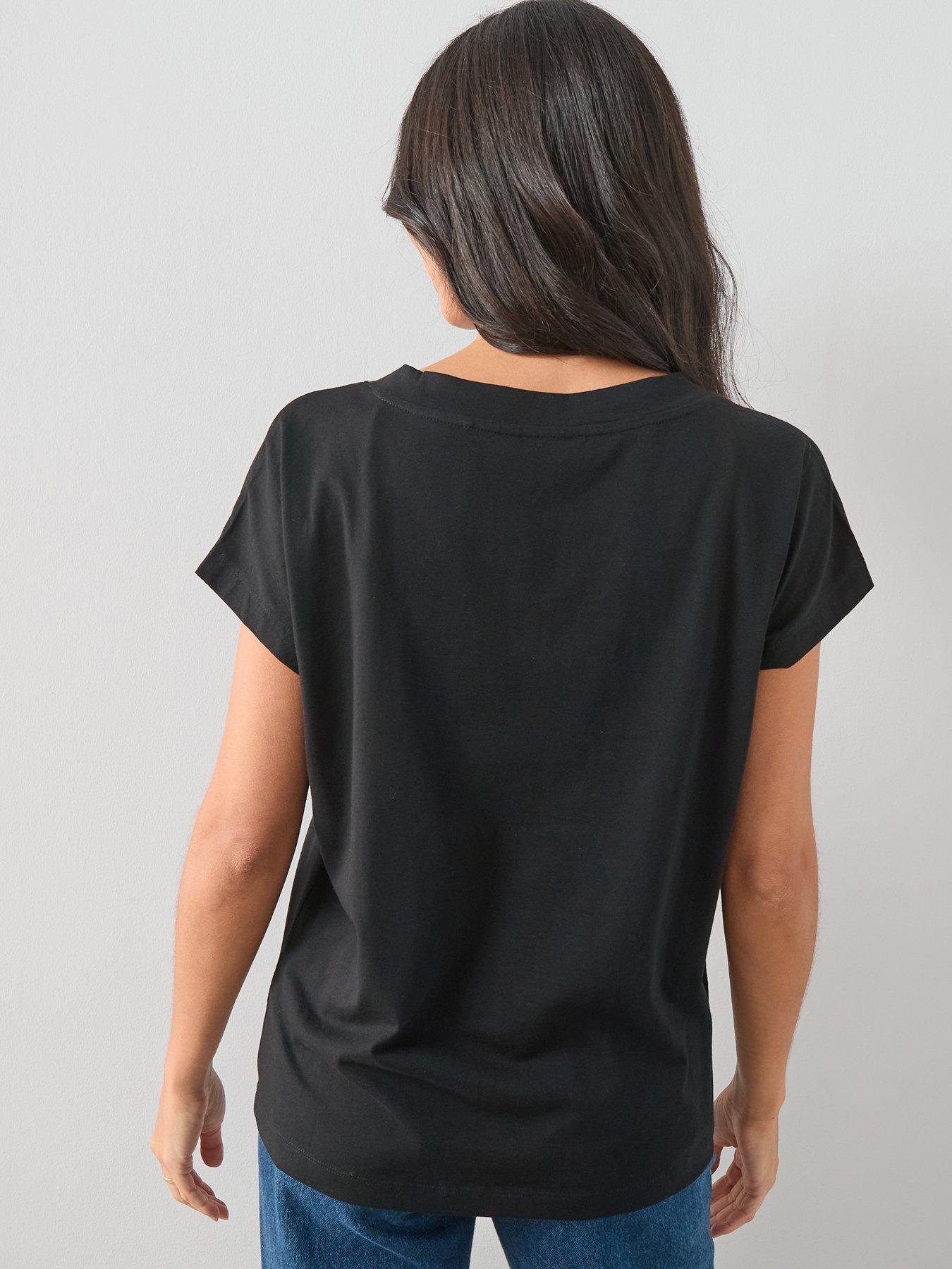Image 2 of 6 of The Very Collection Womens V Neck 100% Cotton Jersey T-Shirt - Black