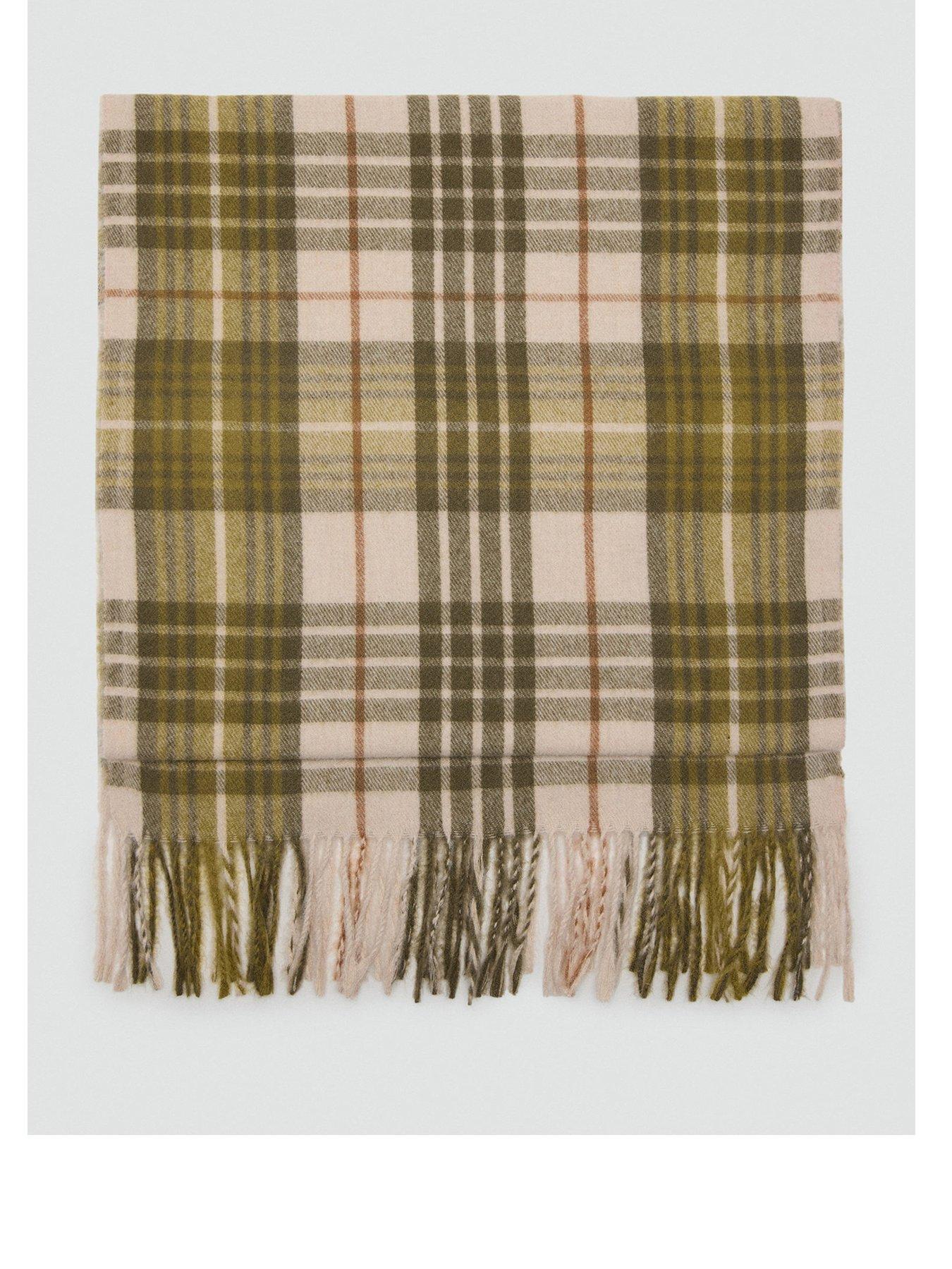 undefined Check Scarf With Fringed Ends - Green