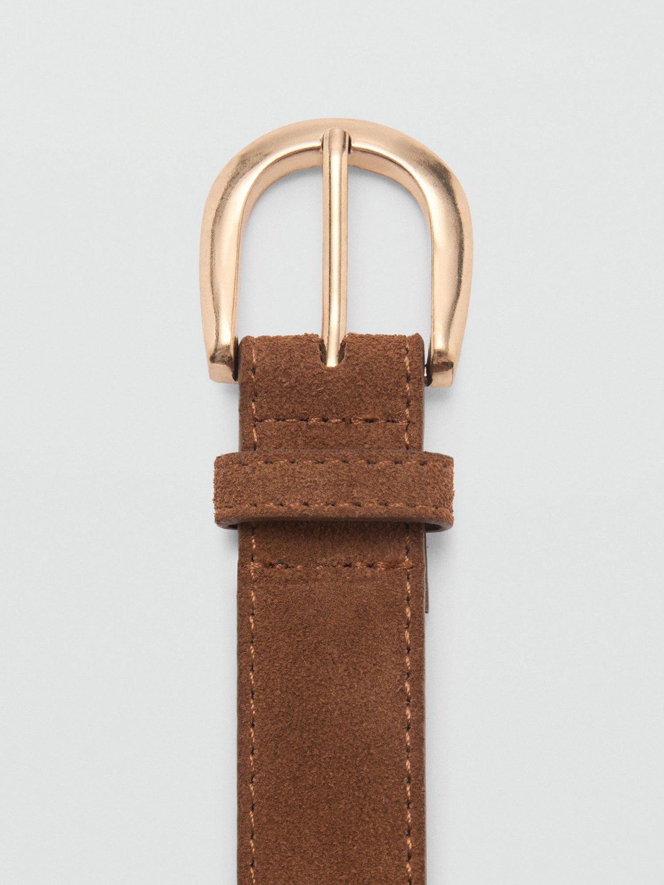 Image 3 of 4 of Mango Suede Belt - Brown