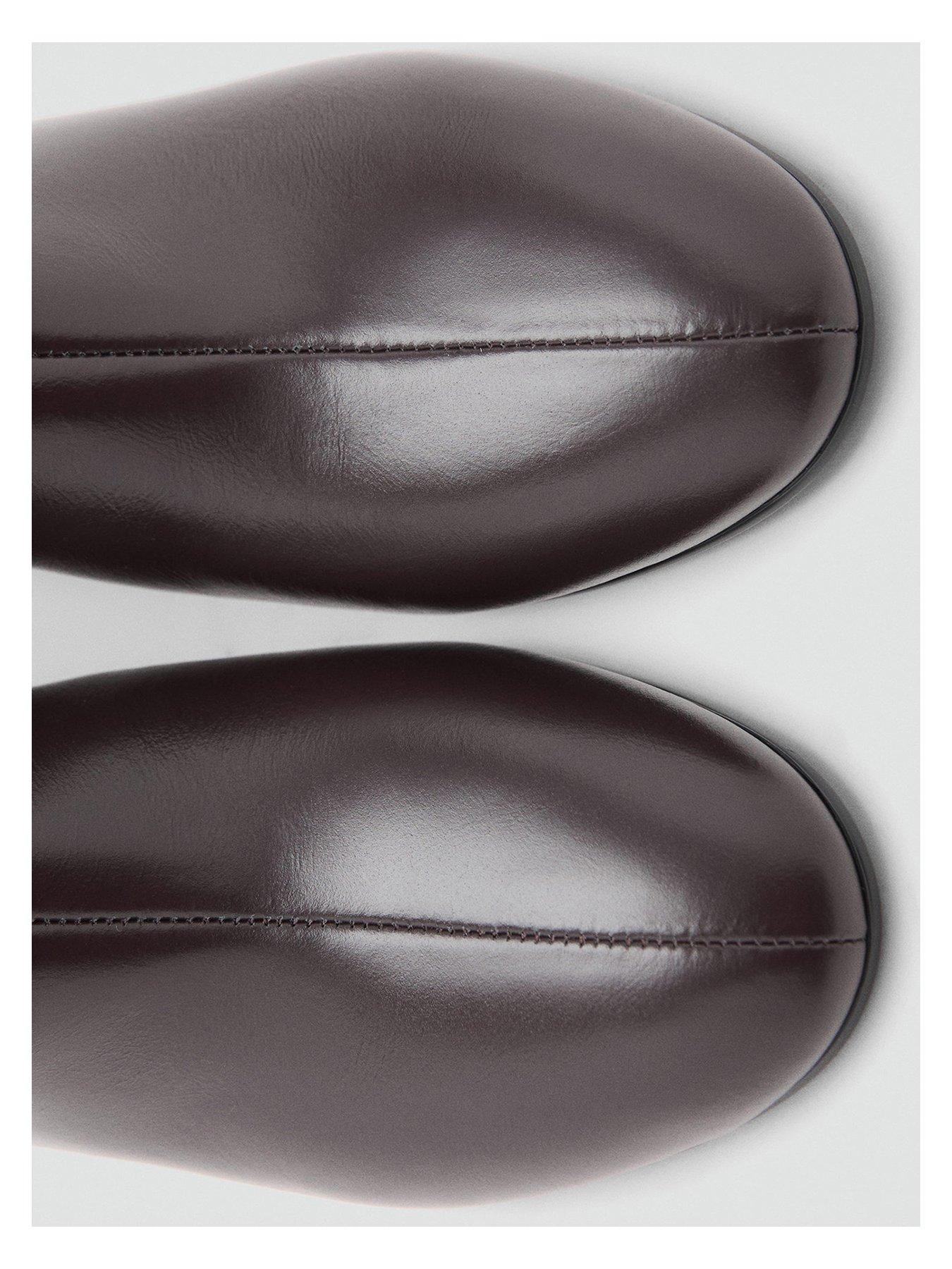  image of mango-leather-ankle-boots-with-block-heel-brown