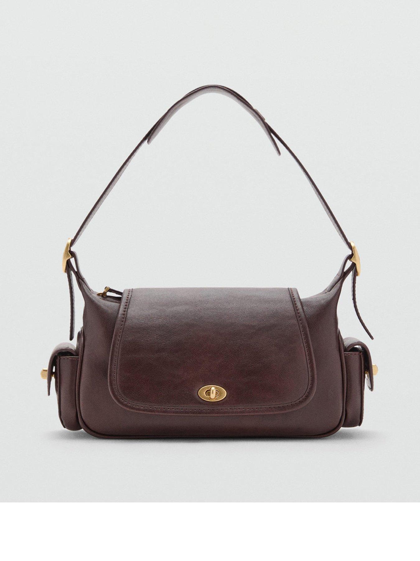 Mango Shoulder Bag with Pockets - Brown