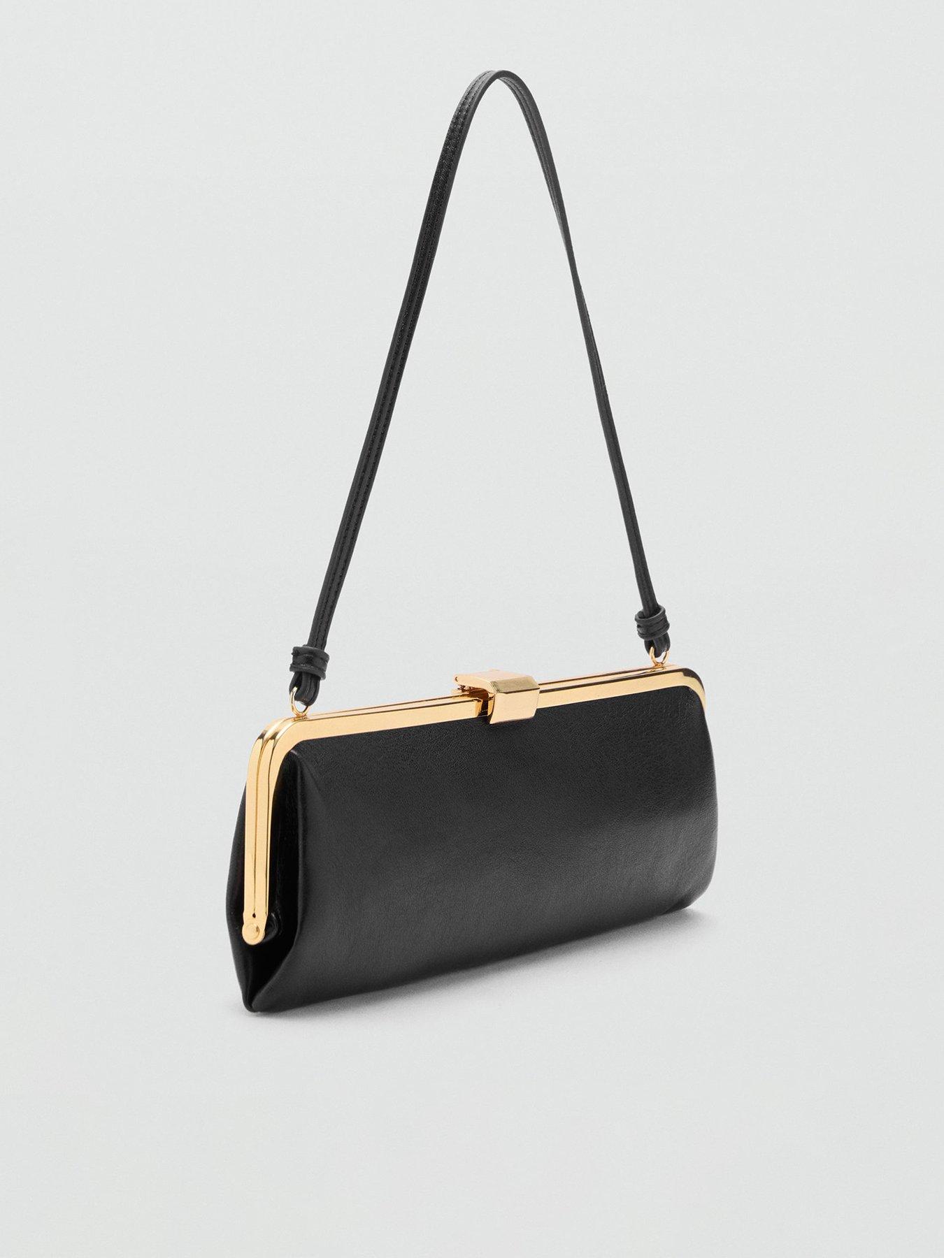Mango Clip Top Shoulder Bag - Black