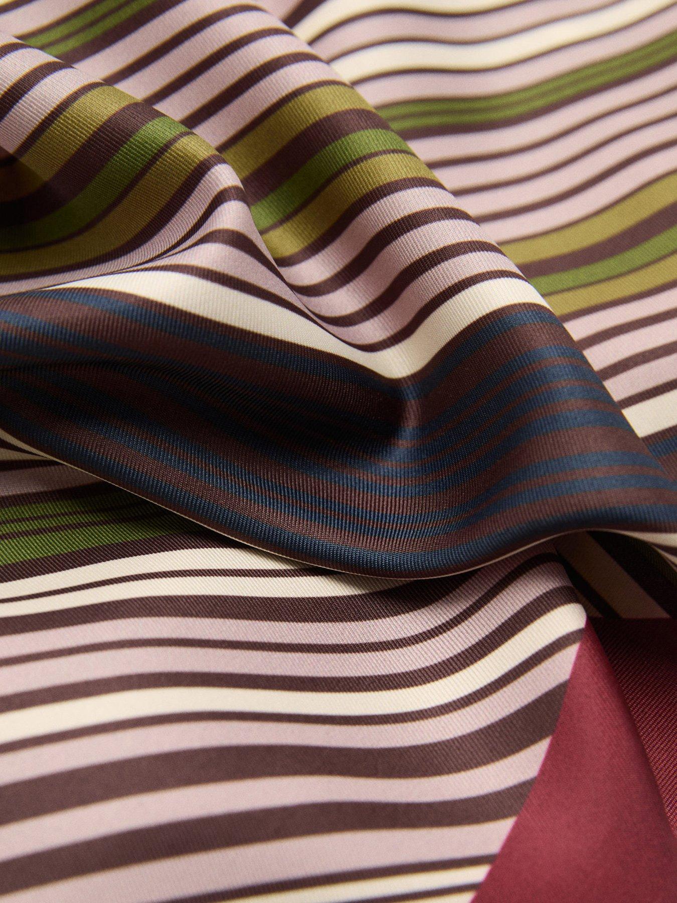 Image 3 of 3 of Mango Striped Satin Scarf - Red