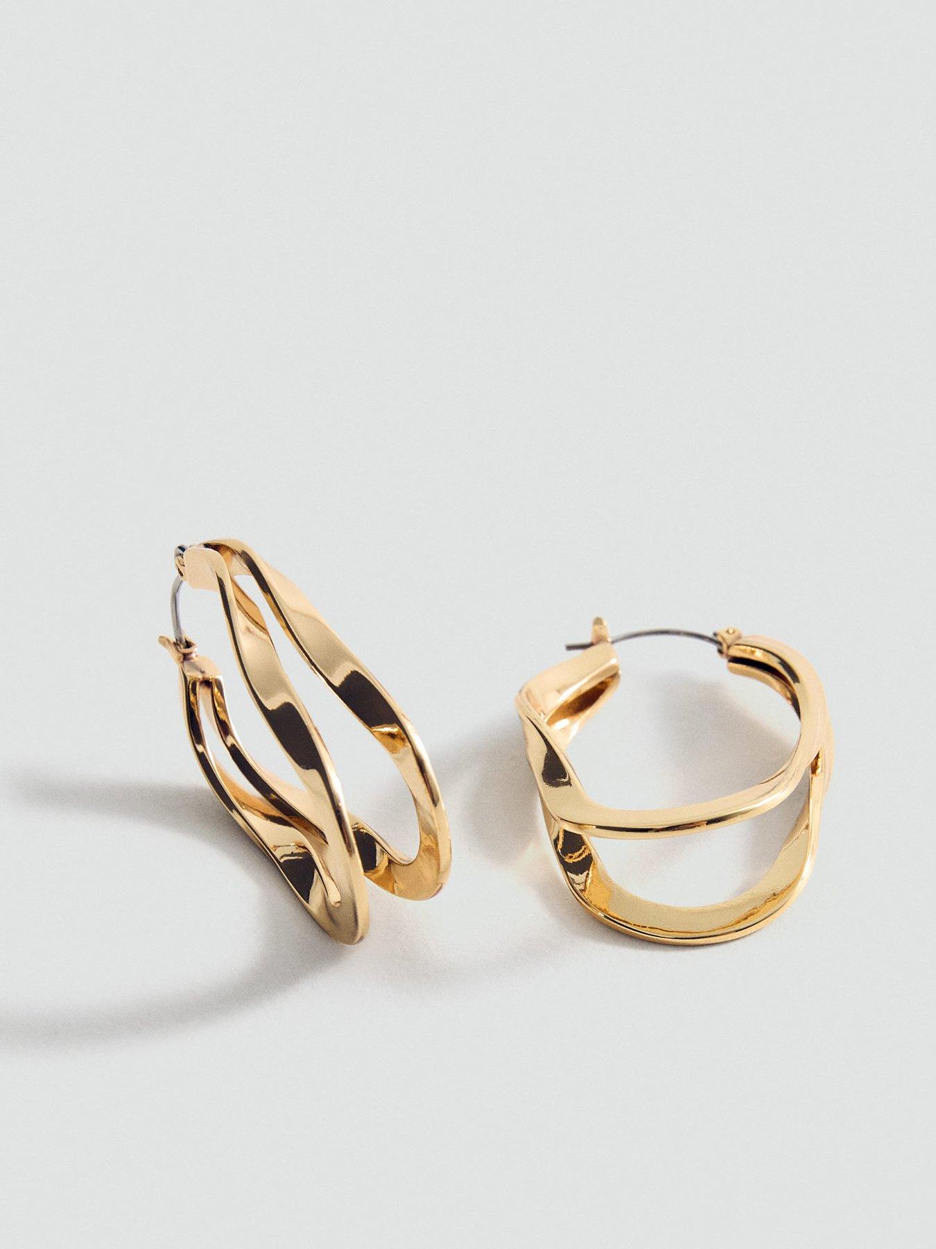 Image 3 of 4 of Mango Twisted Hoop Earrings - Gold