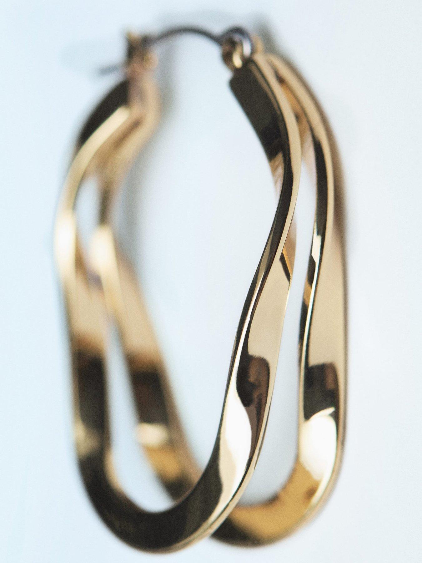 Image 4 of 4 of Mango Twisted Hoop Earrings - Gold