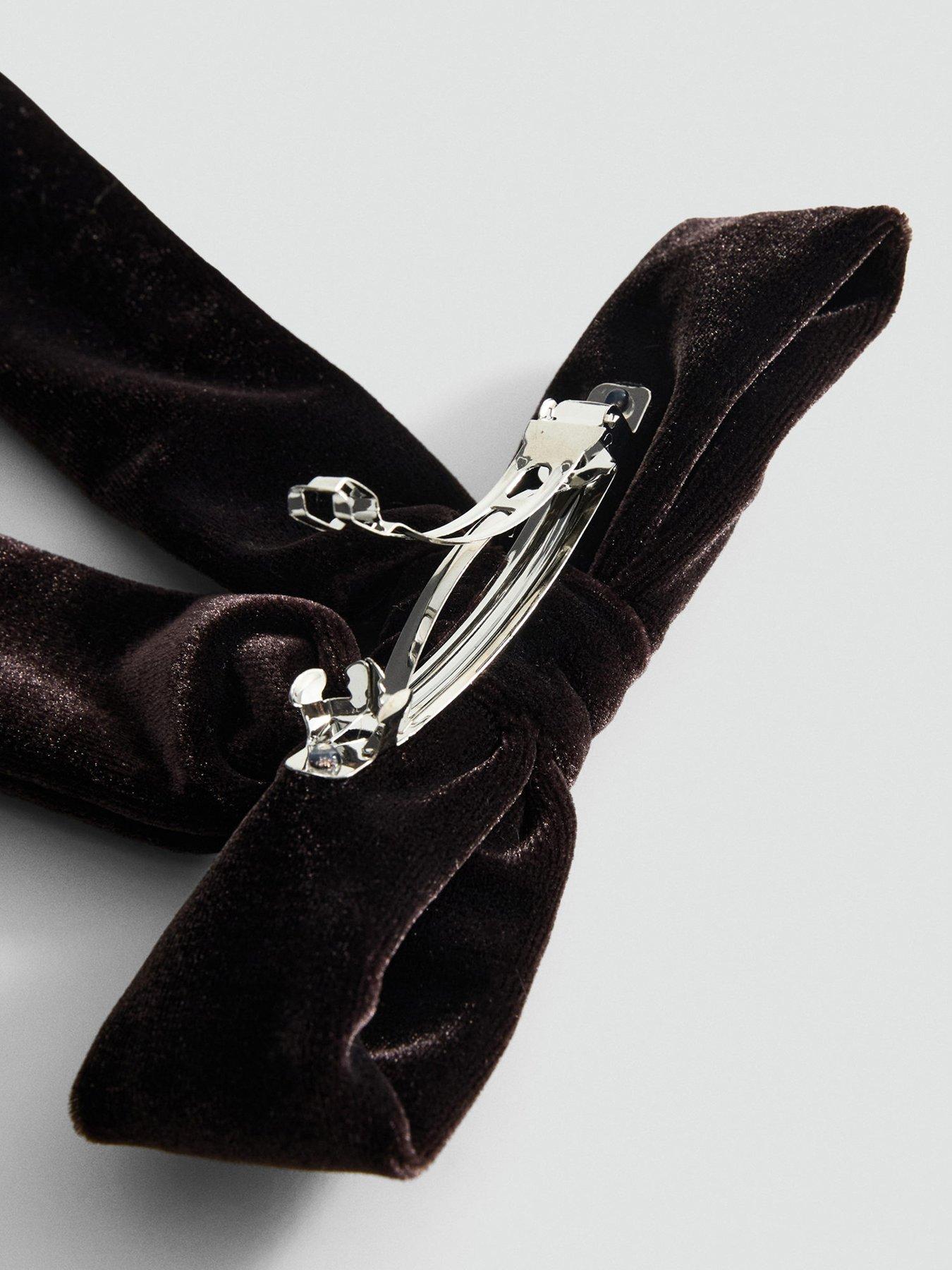  image of mango-velvet-bow-hairclip-brown