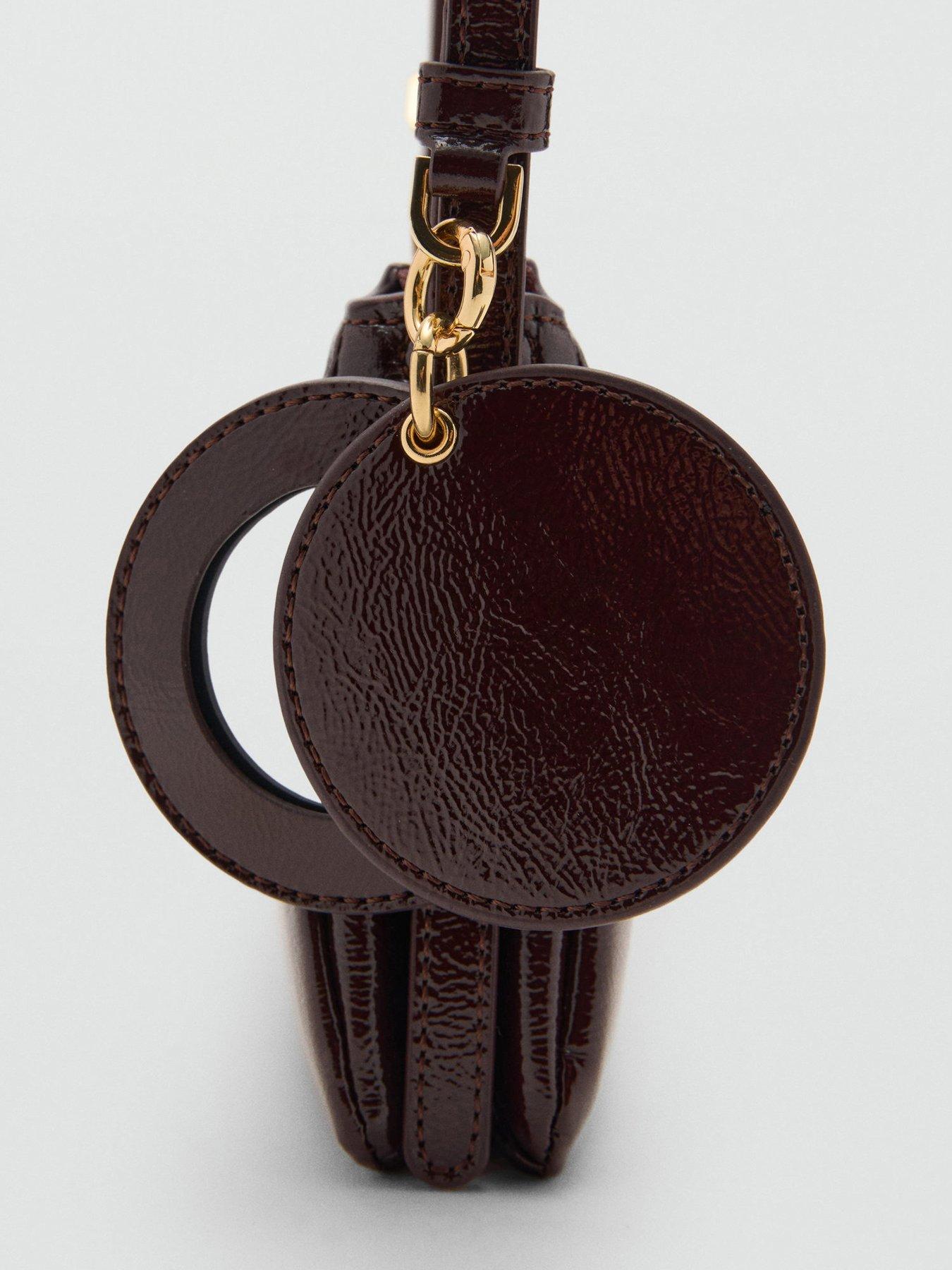 Image 3 of 4 of Mango Mirror Charm Shoulder Bag - Red