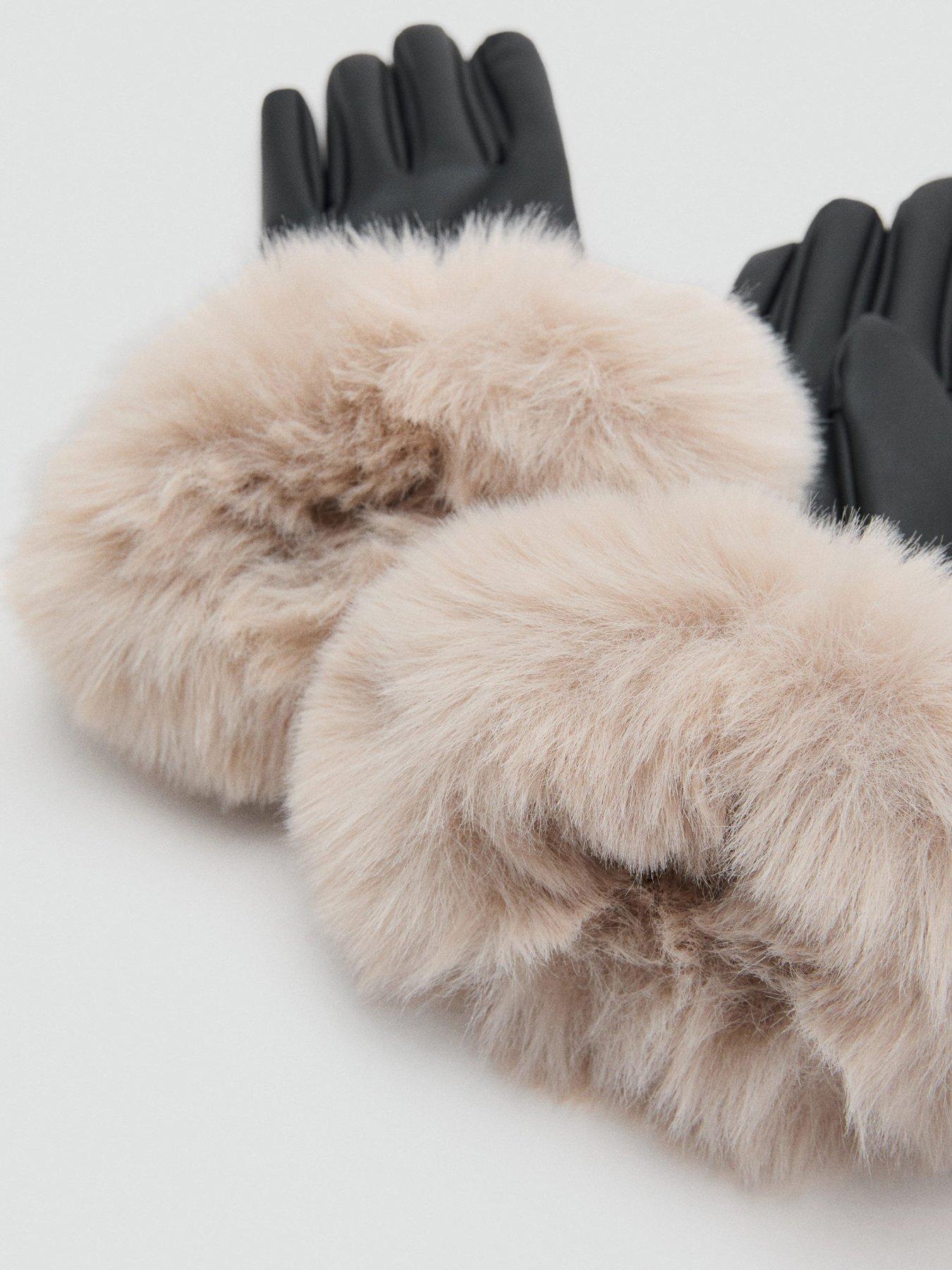  image of mango-faux-fur-cuff-gloves