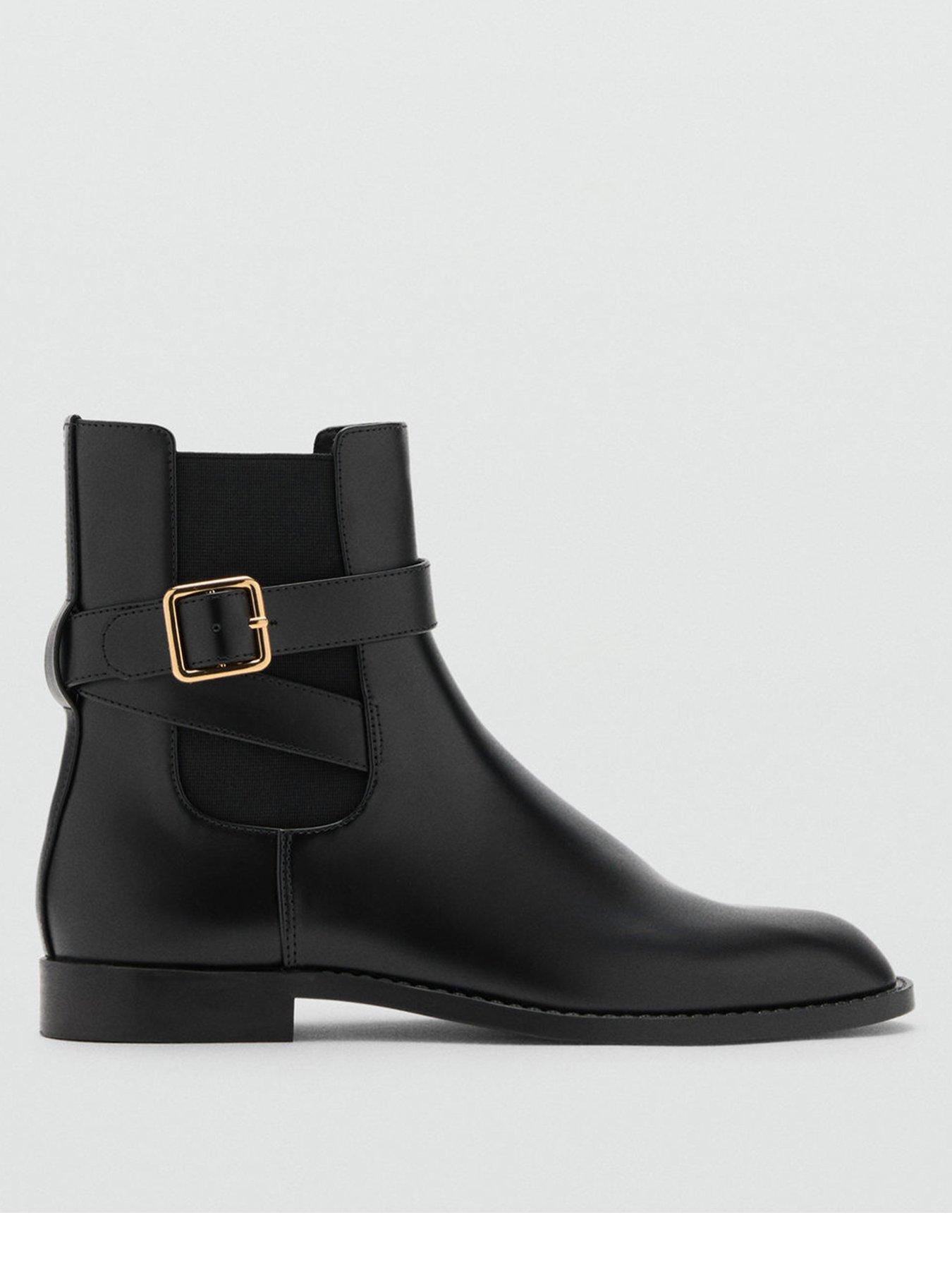 mango-ankle-boots-with-elastic-panel-and-buckle-black