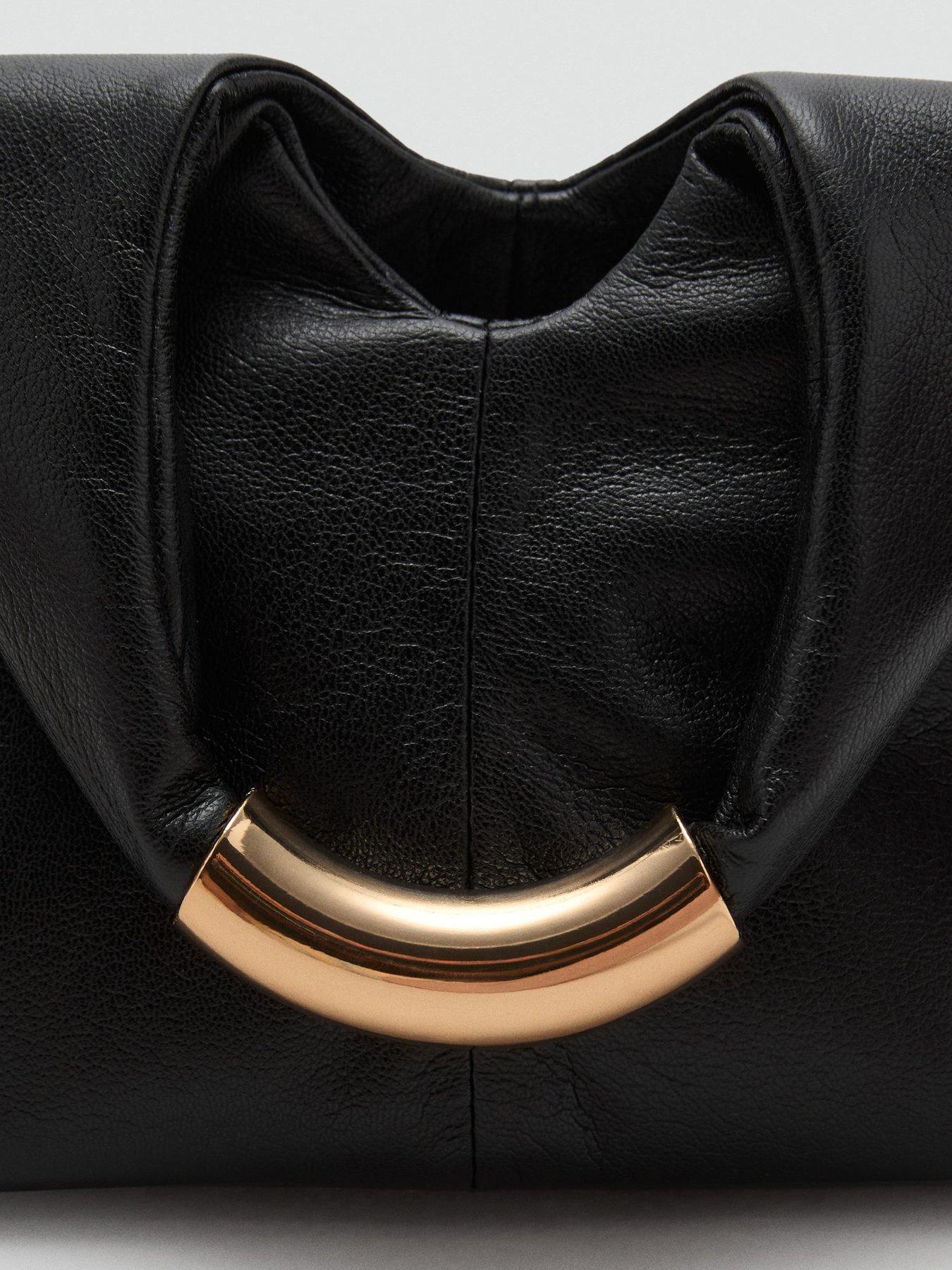 Image 3 of 6 of Mango Handbag With Metal Handle - Black