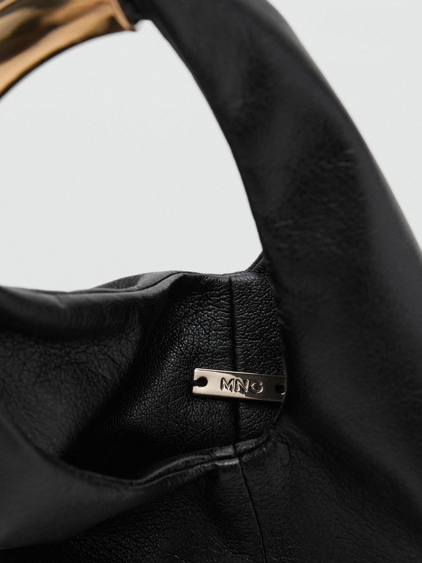Image 5 of 6 of Mango Handbag With Metal Handle - Black