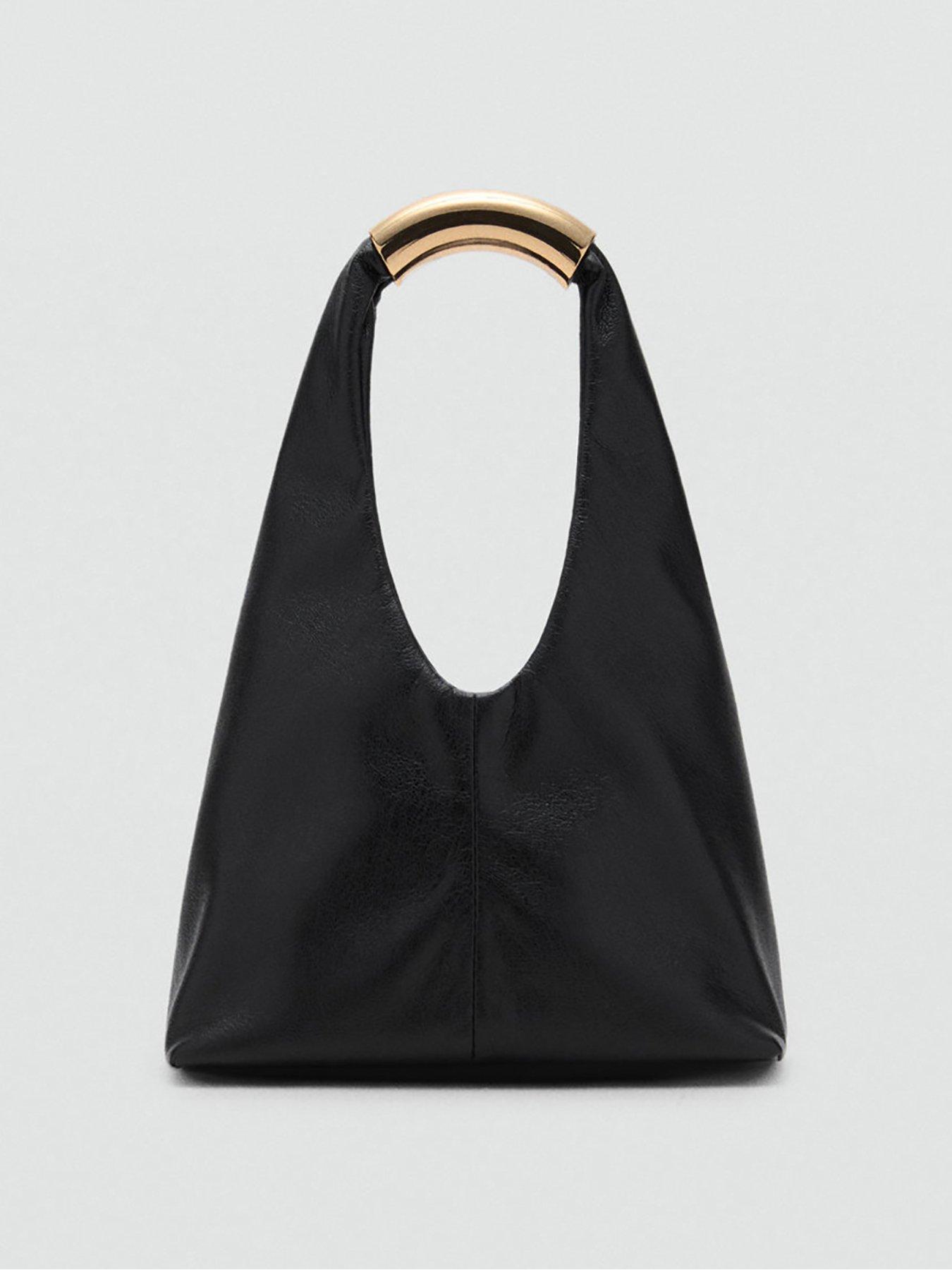 Image 6 of 6 of Mango Handbag With Metal Handle - Black