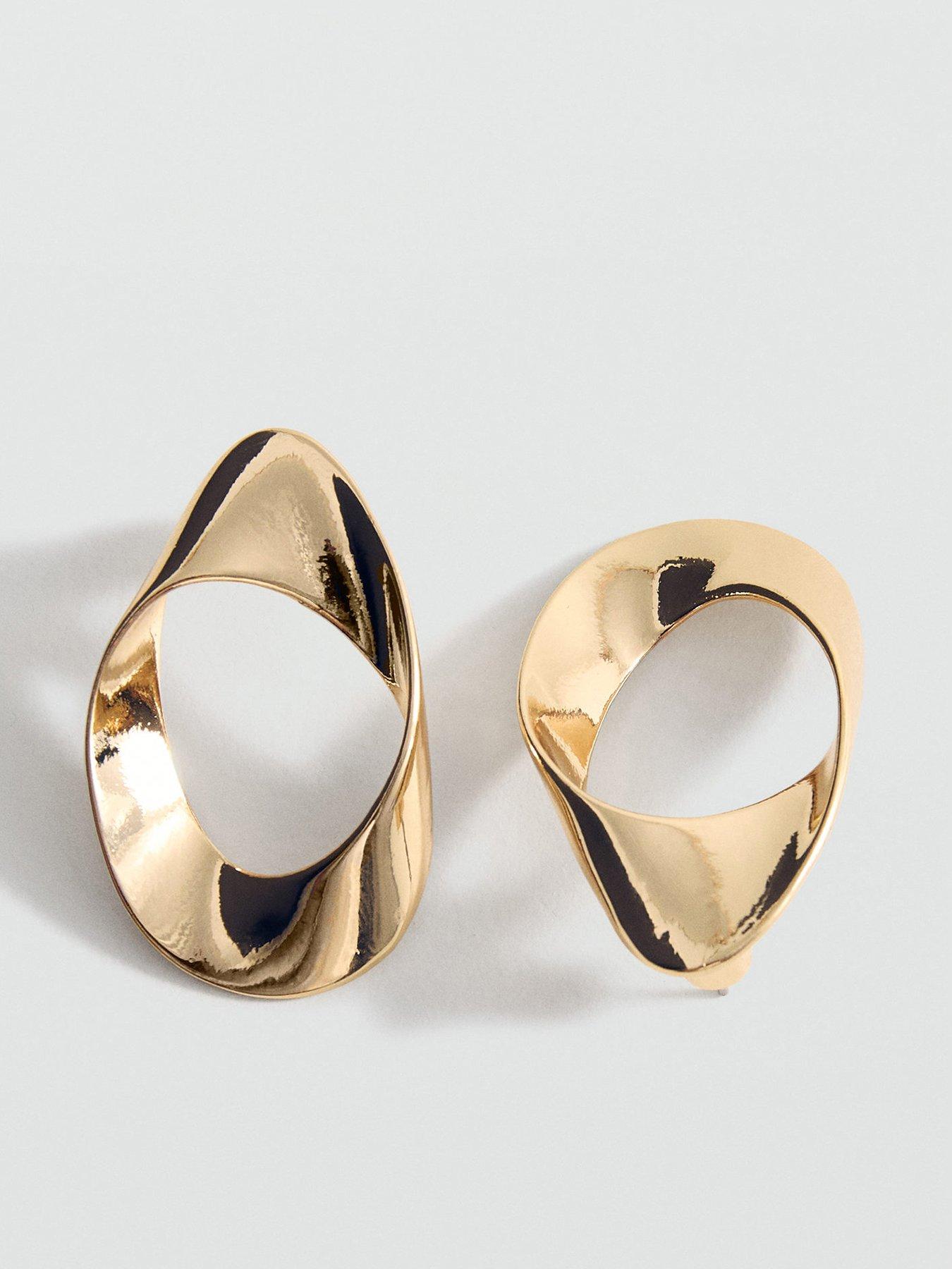 Image 1 of 3 of Mango Twisted Hoop Earrings - Gold