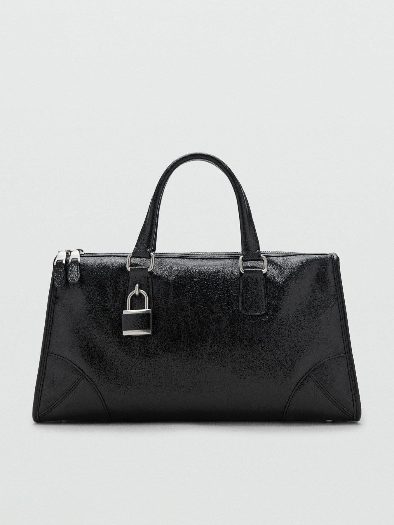 Mango Rectangular Handbag With Handles - Black