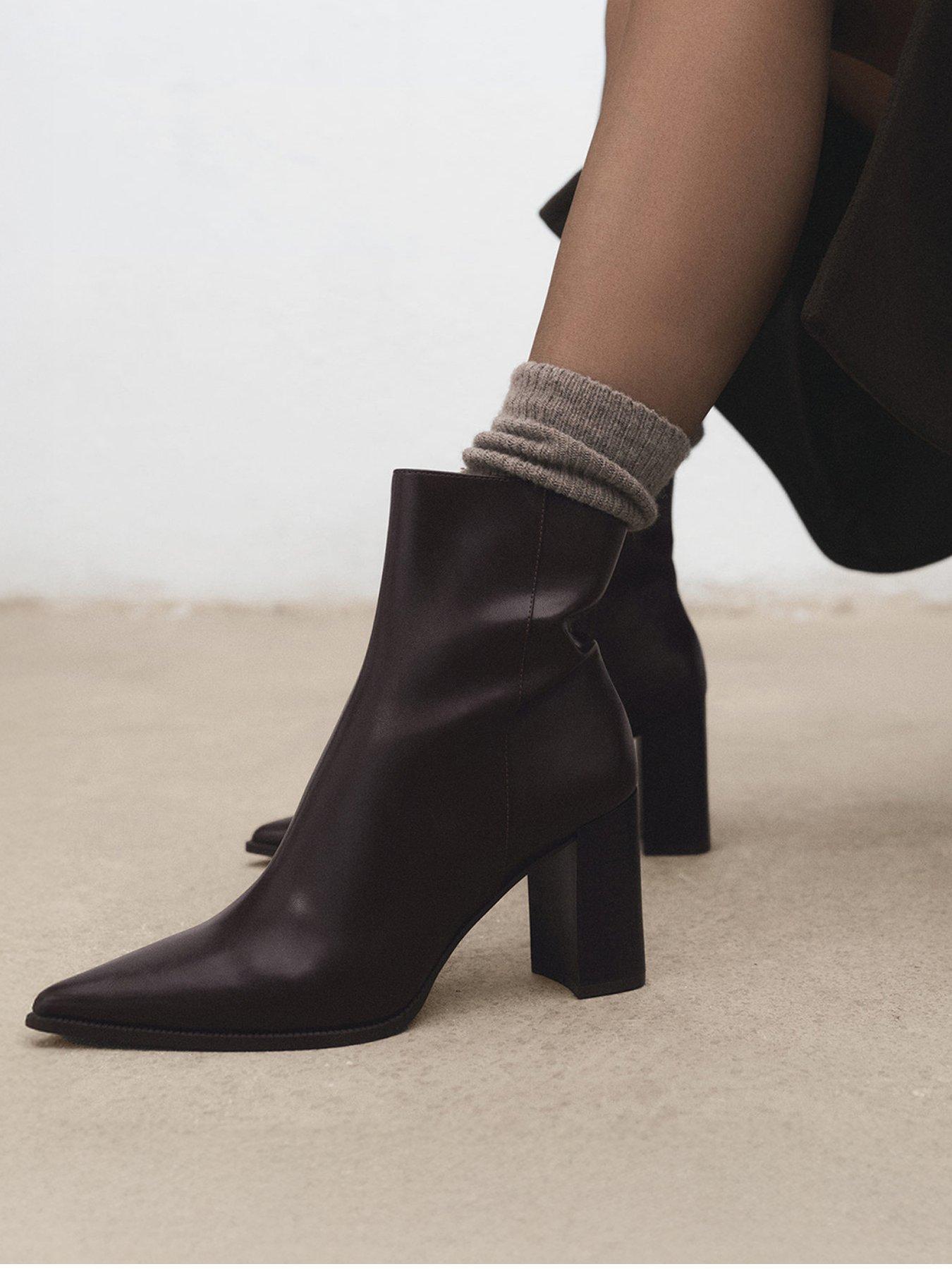 Image 1 of 2 of Mango Heeled Ankle Boot - Brown