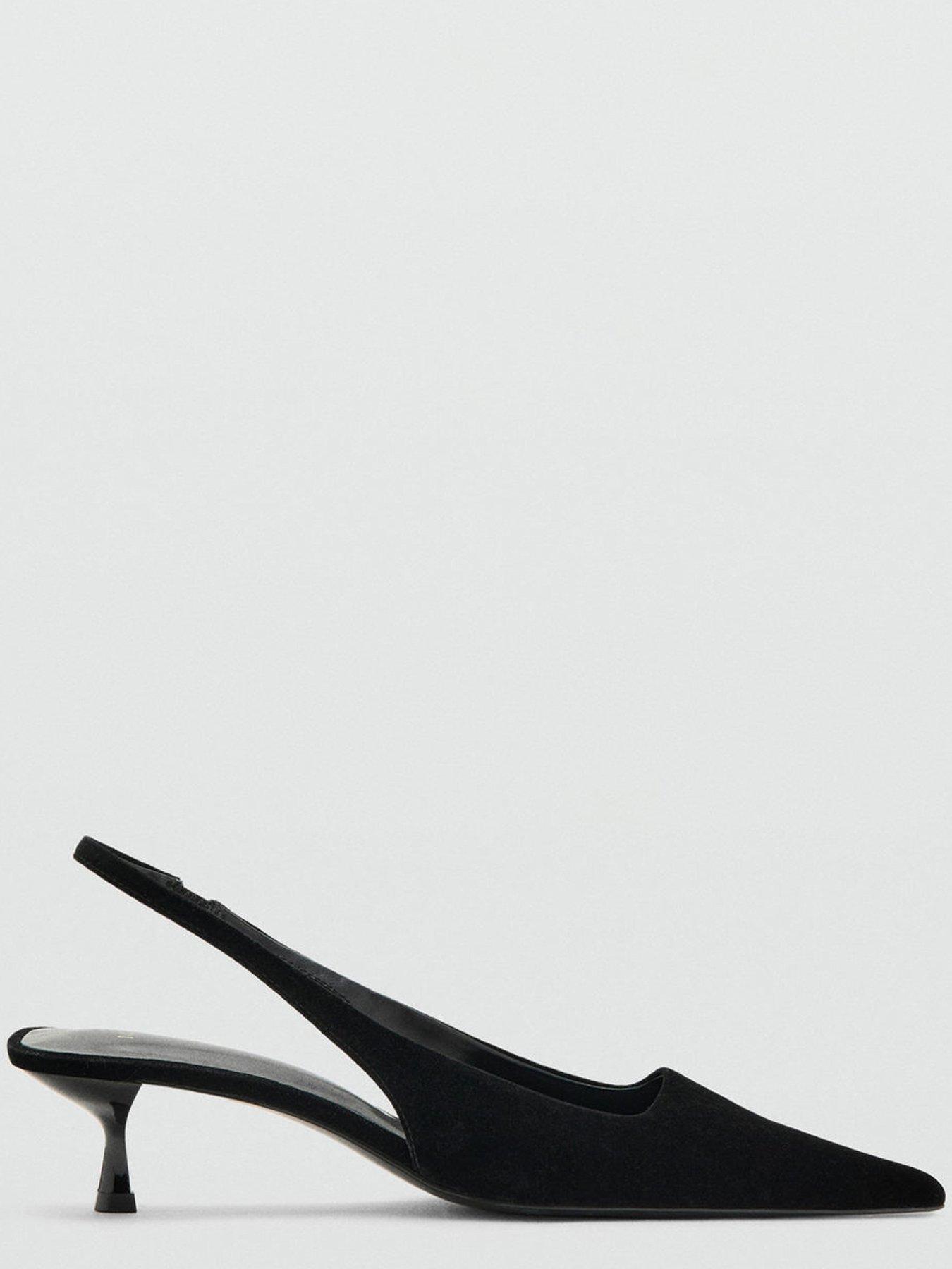  image of mango-velvet-sling-back-kitten-heel-black