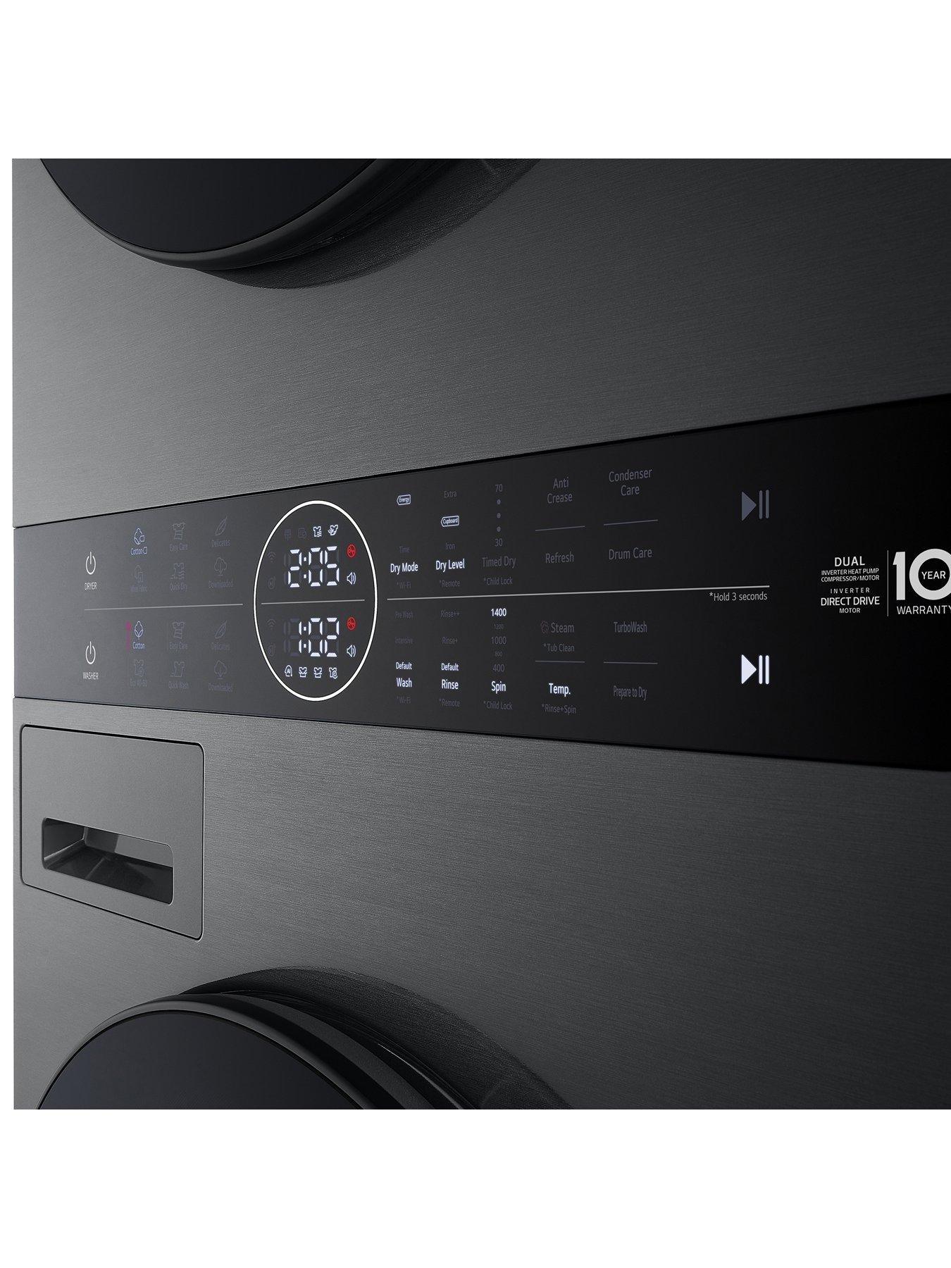  image of lg-wt1210bbtn1-12kg-10kg-1400-wash-tower-platinum-black