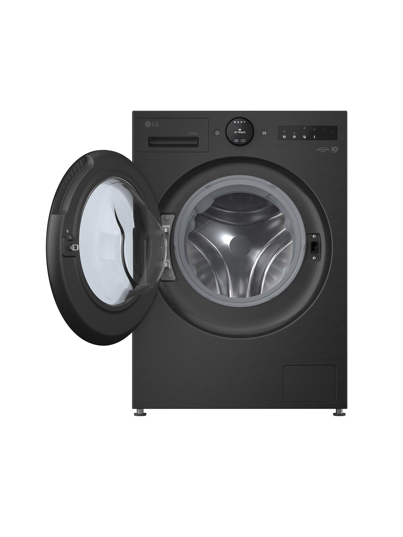  image of lg-w4x7016tbb-11kg-6kg-1400-washer-dryer-essence-matte-black