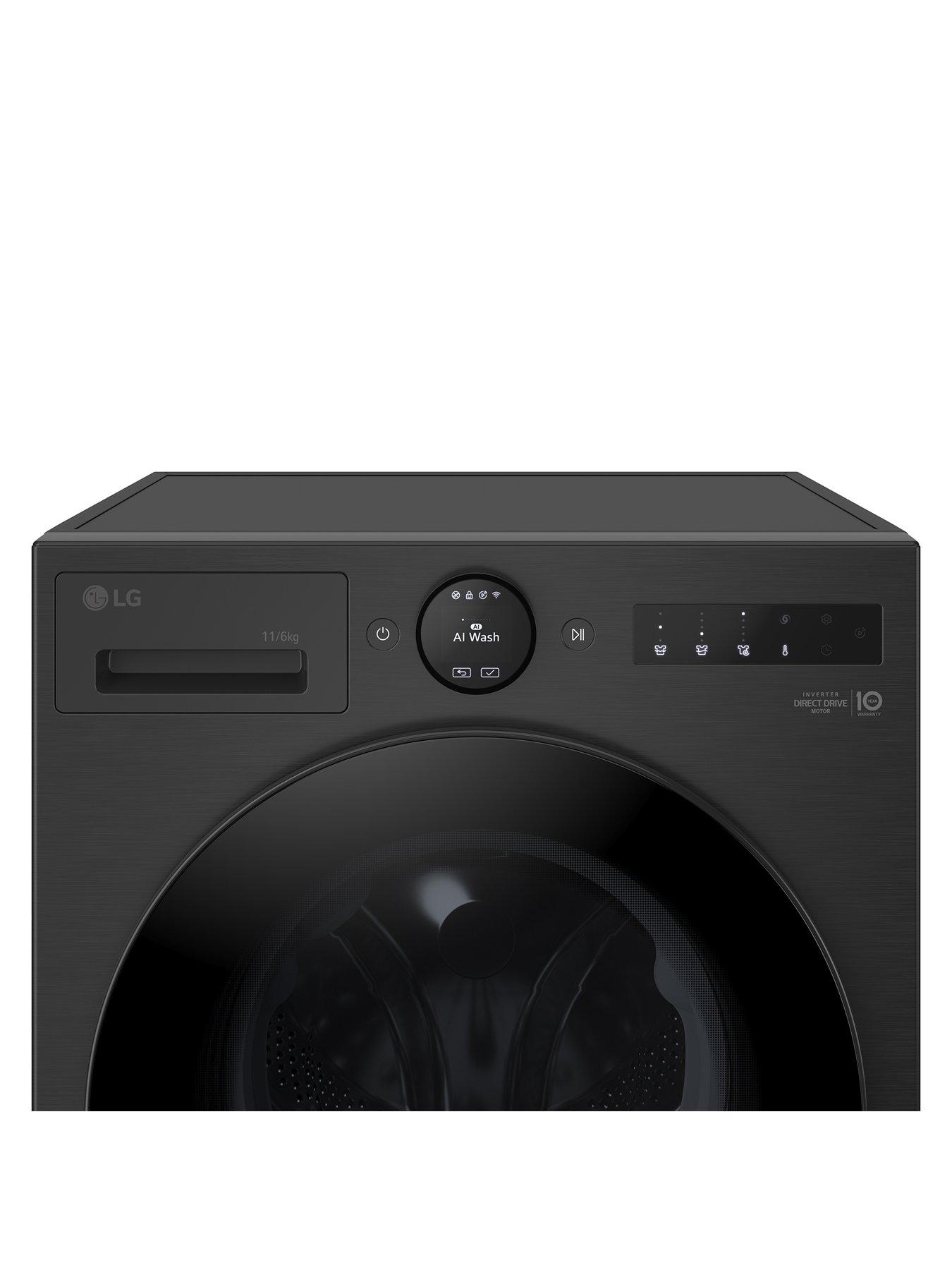  image of lg-w4x7016tbb-11kg-6kg-1400-washer-dryer-essence-matte-black