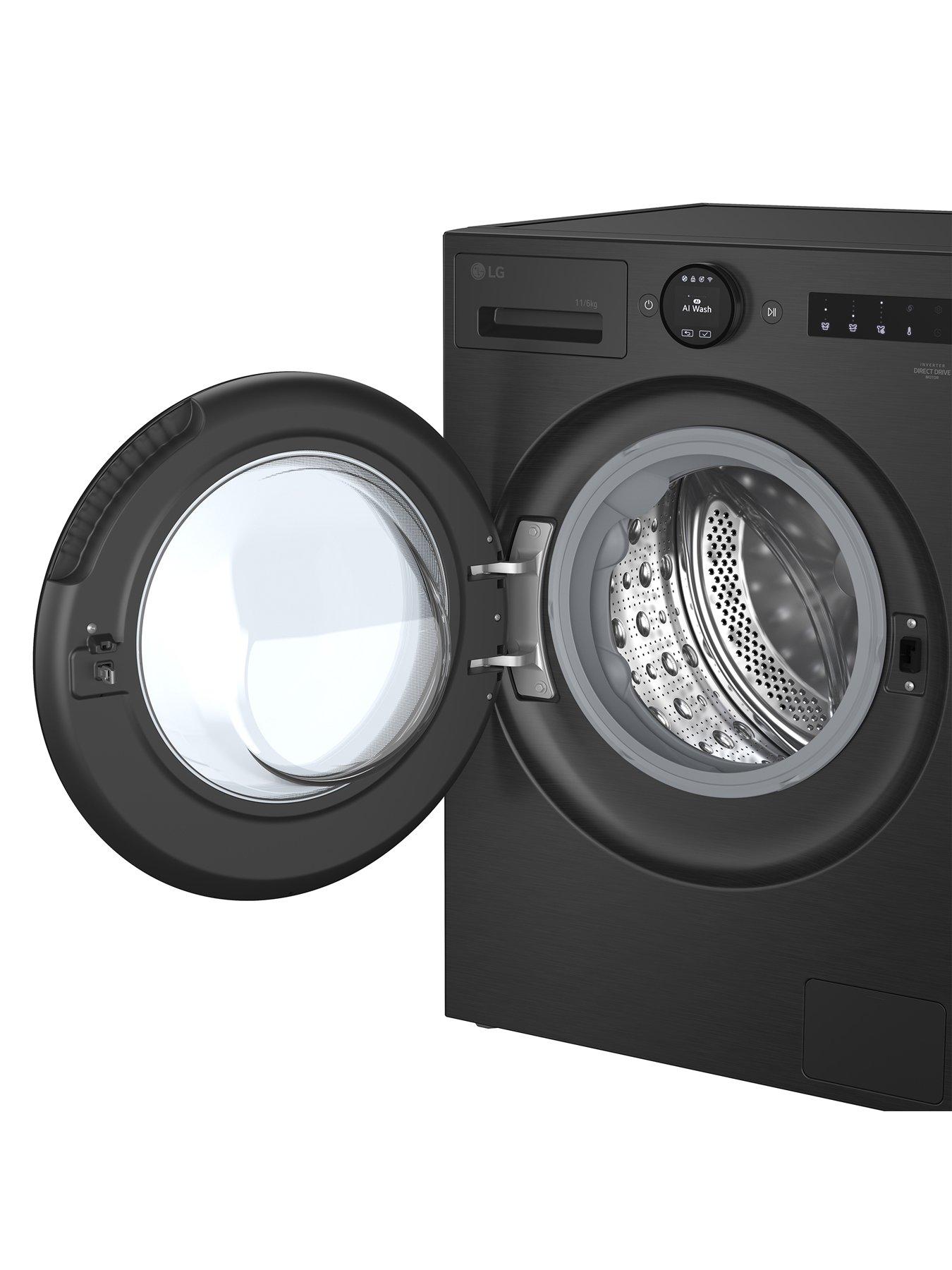  image of lg-w4x7016tbb-11kg-6kg-1400-washer-dryer-essence-matte-black