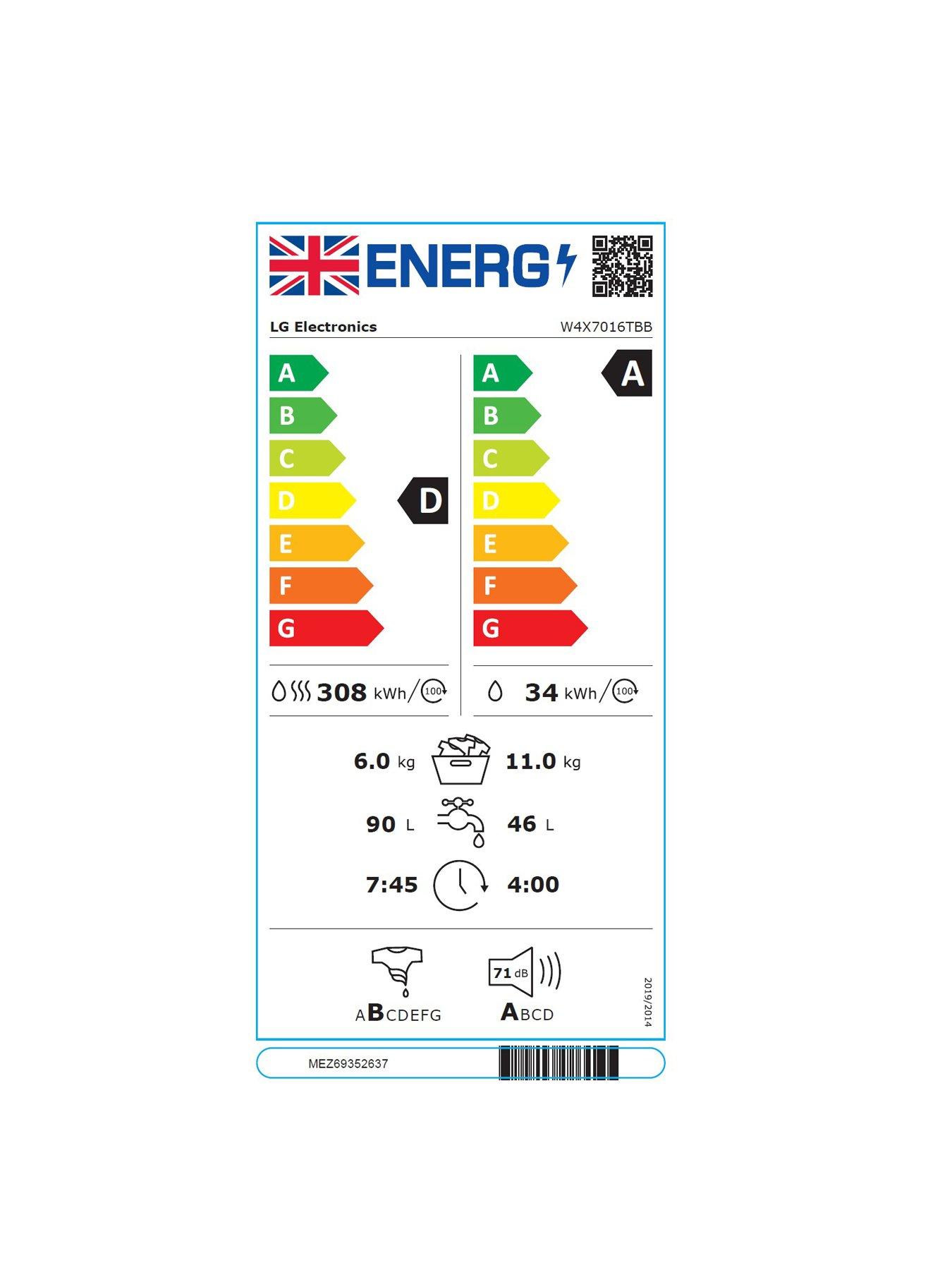 Image 7 of 7 of LG Series 7 AI Direct DriveT W4X7016TBB 11 kg Washer Dryer - Matte Black - A-35% / D Rated