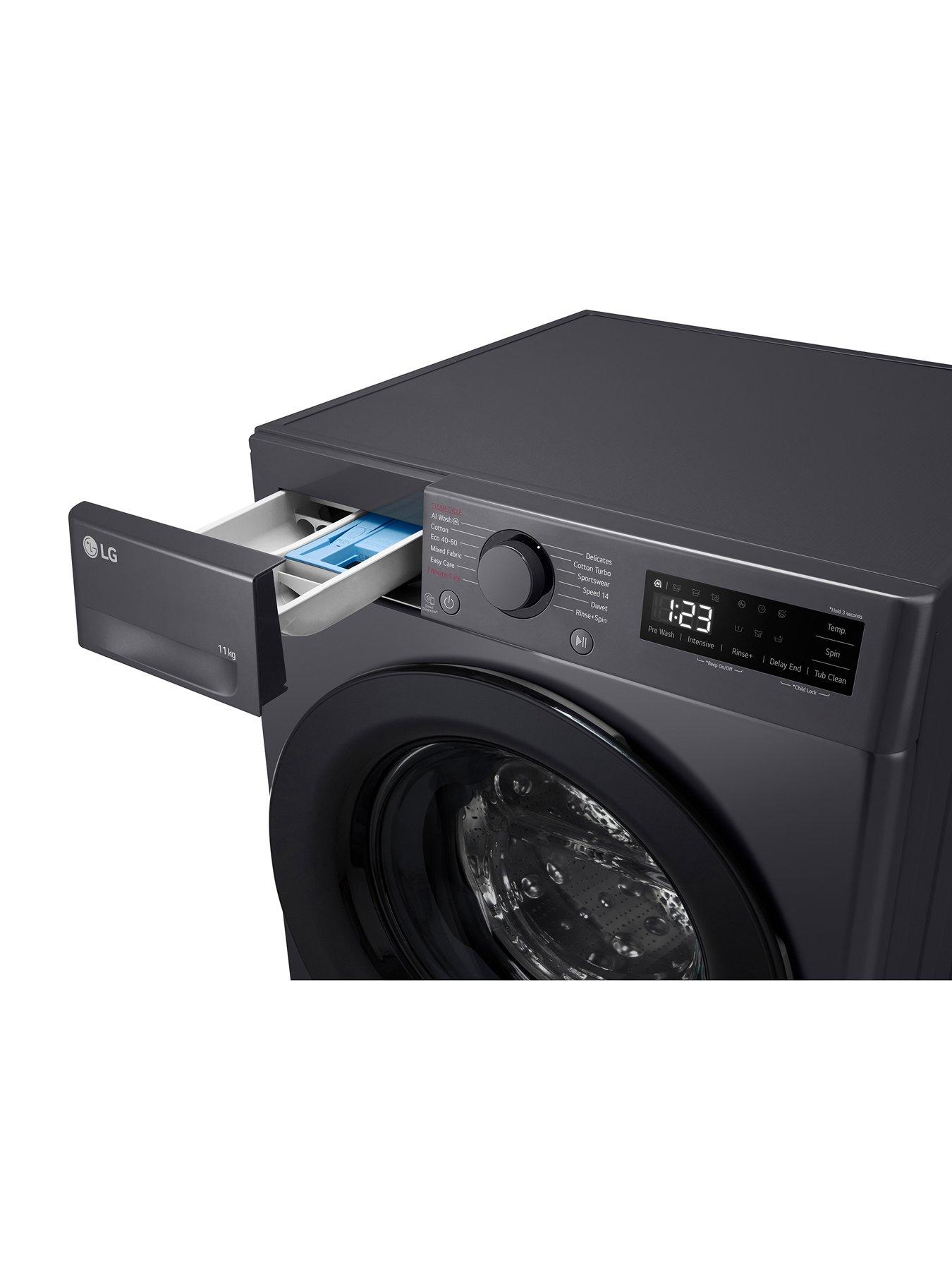 image of lg-f4y511gbln1-11kg-1400-washing-machine-black-steel