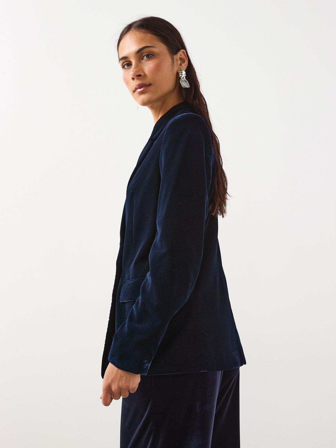Image 2 of 6 of Mango Vevlet Tailored Blazer - Navy