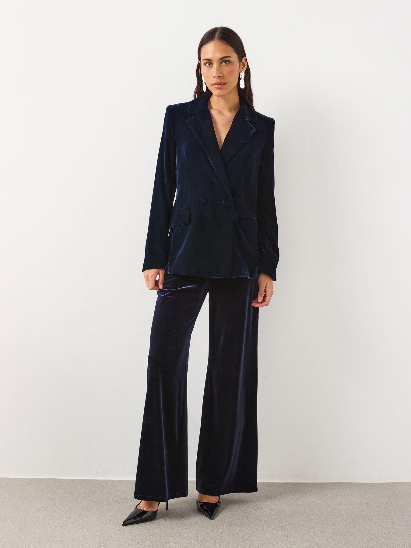 Image 3 of 6 of Mango Vevlet Tailored Blazer - Navy