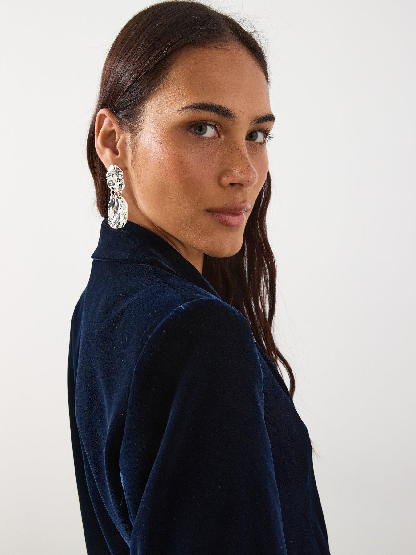 Image 4 of 6 of Mango Vevlet Tailored Blazer - Navy