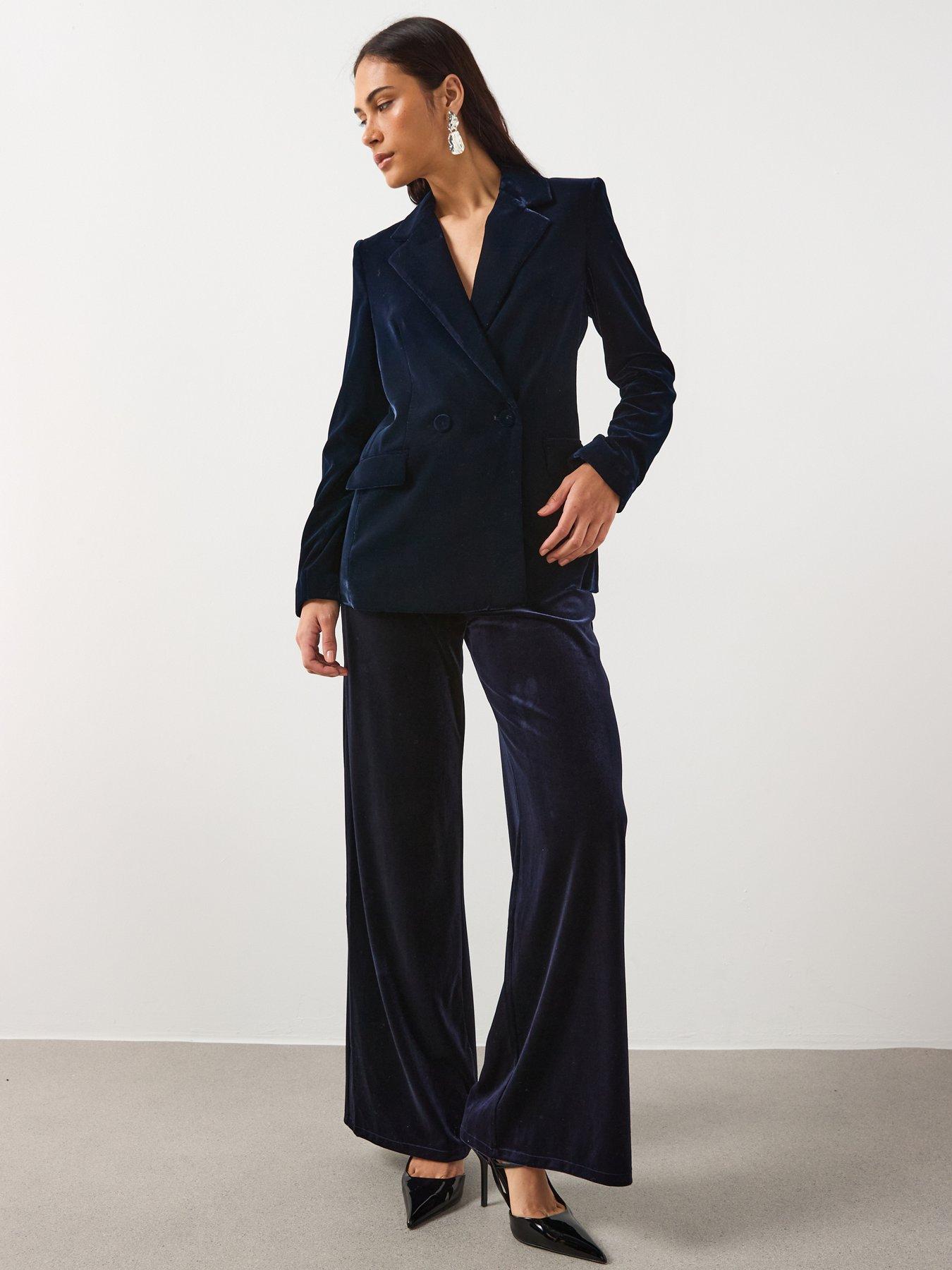 Image 5 of 6 of Mango Vevlet Tailored Blazer - Navy
