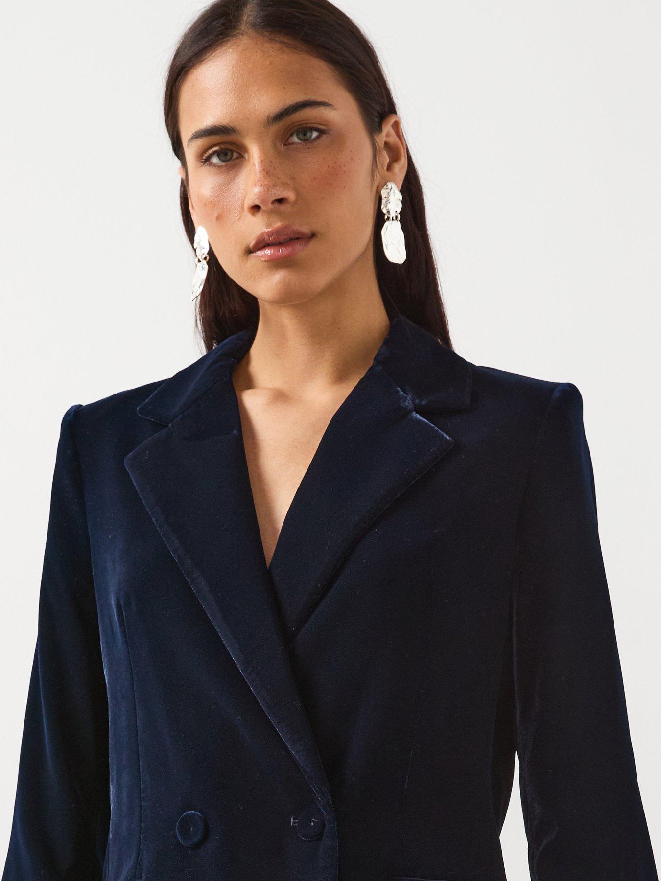 Image 6 of 6 of Mango Vevlet Tailored Blazer - Navy