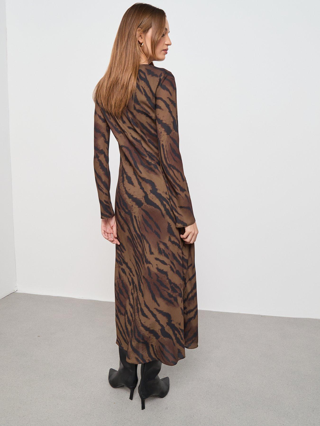  image of mango-satin-animal-print-dress