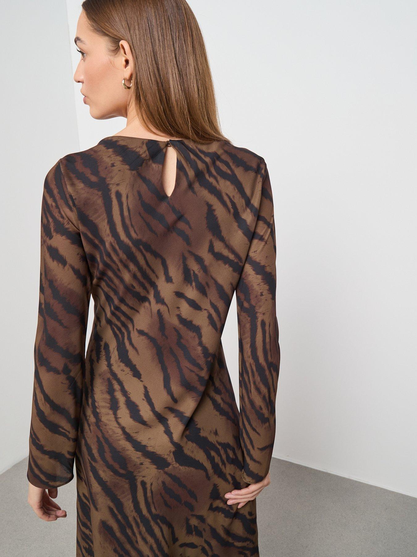  image of mango-satin-animal-print-dress