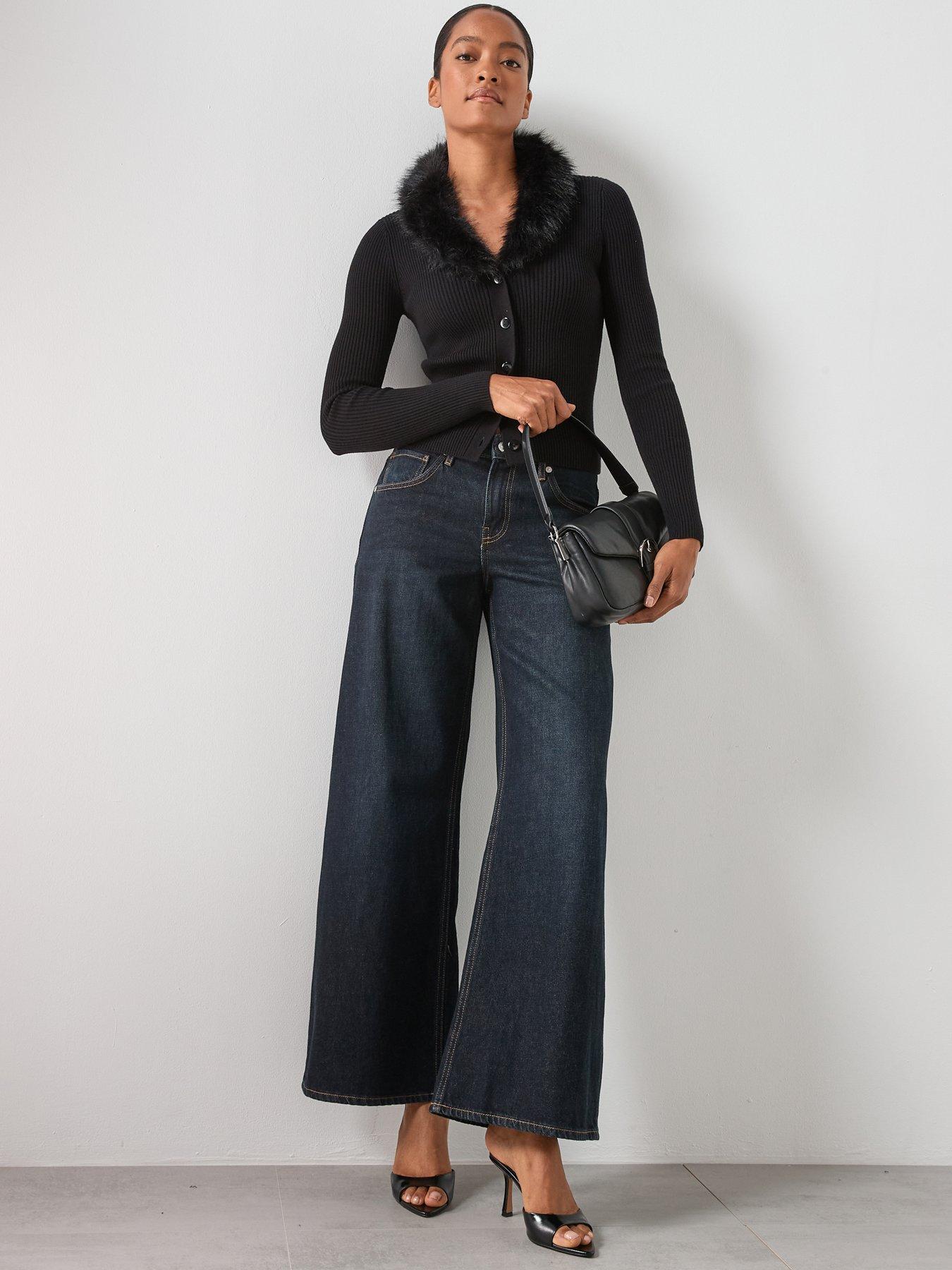  image of mango-cardigan-with-faux-fur-collar