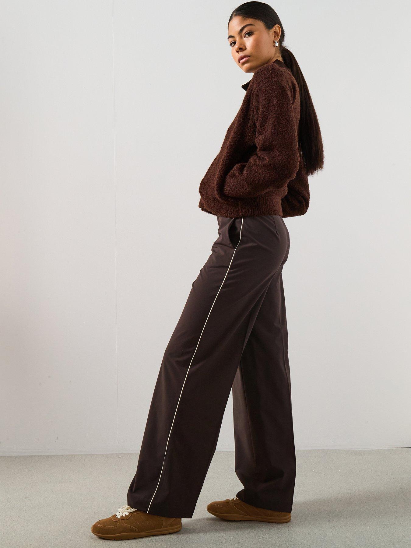 Mango Piping Detail Tailored Trouser - Brown